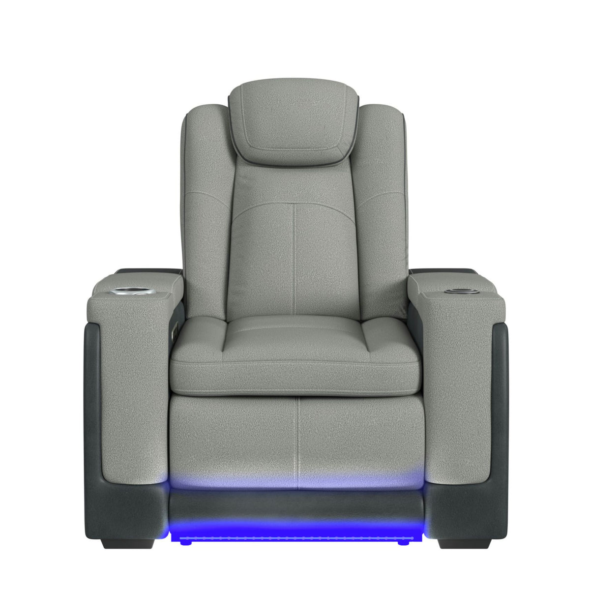 Lantana Power Motion Recliner with Power Headrest, Led, wireless charger and Cup holder in Rocky Cement/Charcoal
