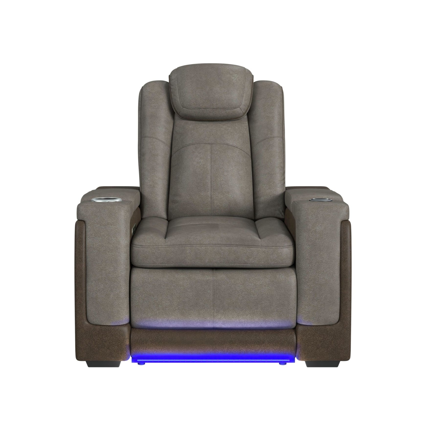 Lantana Power Motion Recliner with Power Headrest, Led ,wireless charger and cup holder in Rocky Grey/Brown - Tampa Furniture Outlet