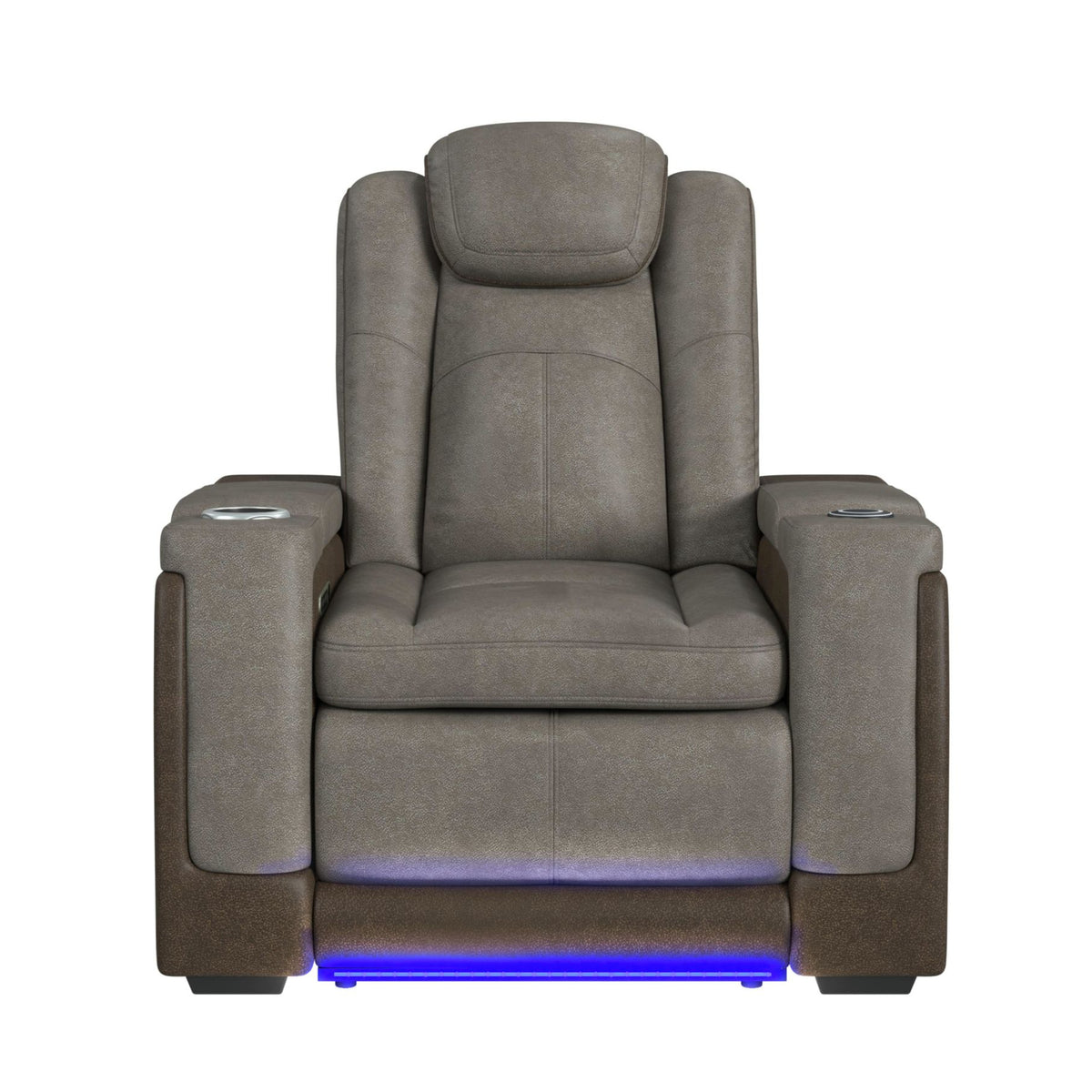 Lantana Power Motion Recliner with Power Headrest, Led ,wireless charger and cup holder in Rocky Grey/Brown
