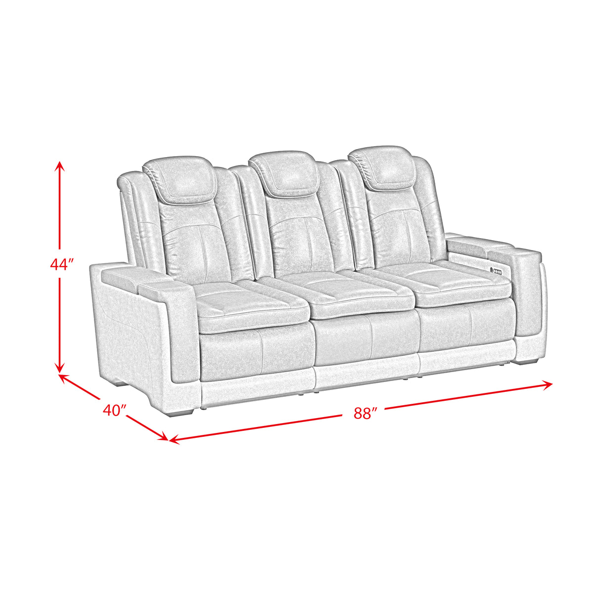 Lantana Power Motion Sofa with Power Headrest, Led, DDT, reading light and PWS in Rocky Grey/Brown