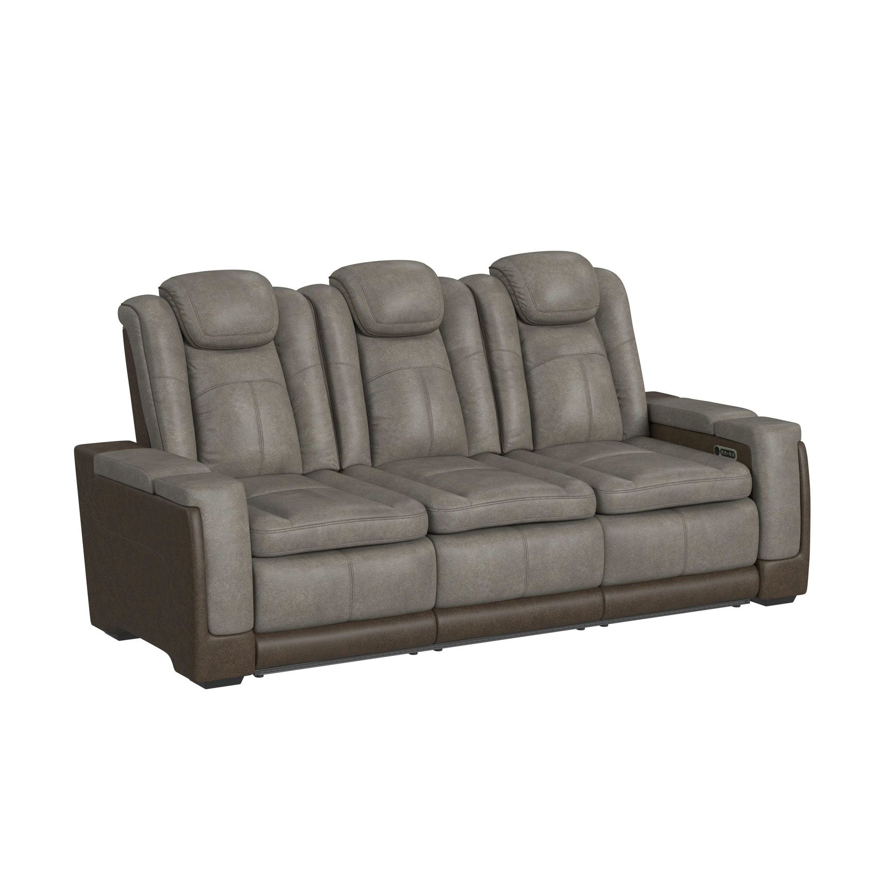 Lantana Power Motion Sofa with Power Headrest, Led, DDT, reading light and PWS in Rocky Grey/Brown - Tampa Furniture Outlet