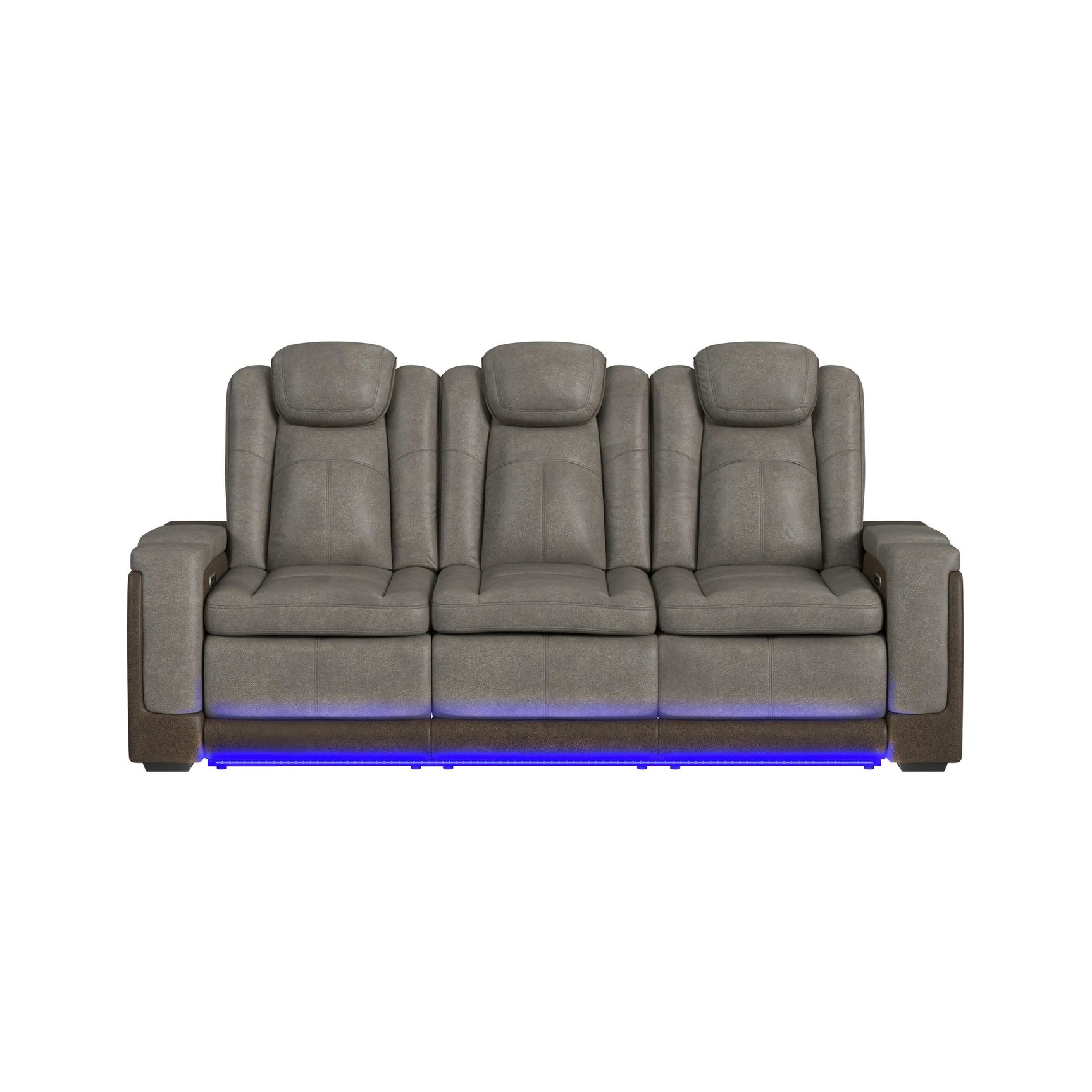 Lantana Power Motion Sofa with Power Headrest, Led, DDT, reading light and PWS in Rocky Grey/Brown - Tampa Furniture Outlet