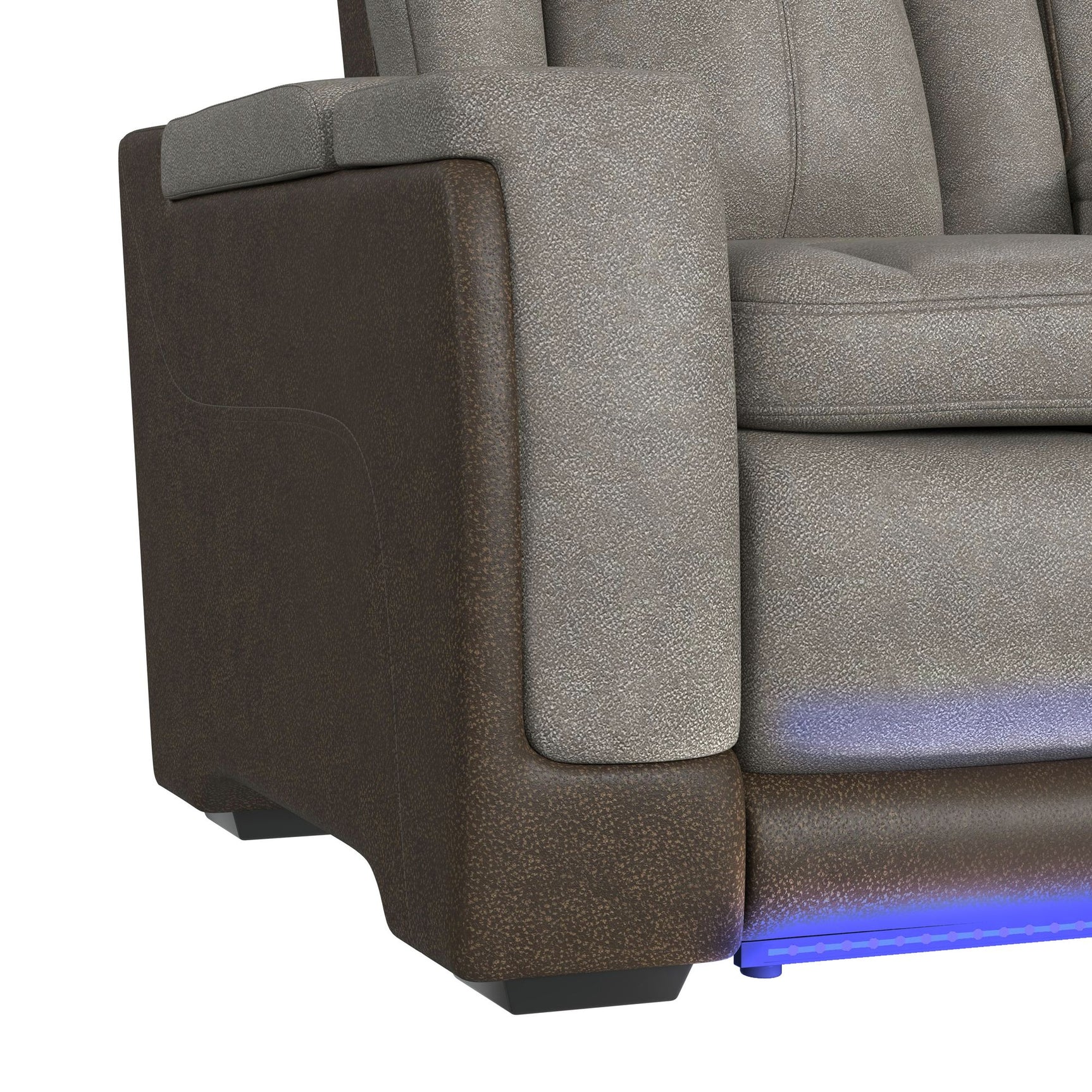 Lantana Power Motion Loveseat with Power Headrest, Led, and Console in Rocky Grey/Brown - Tampa Furniture Outlet