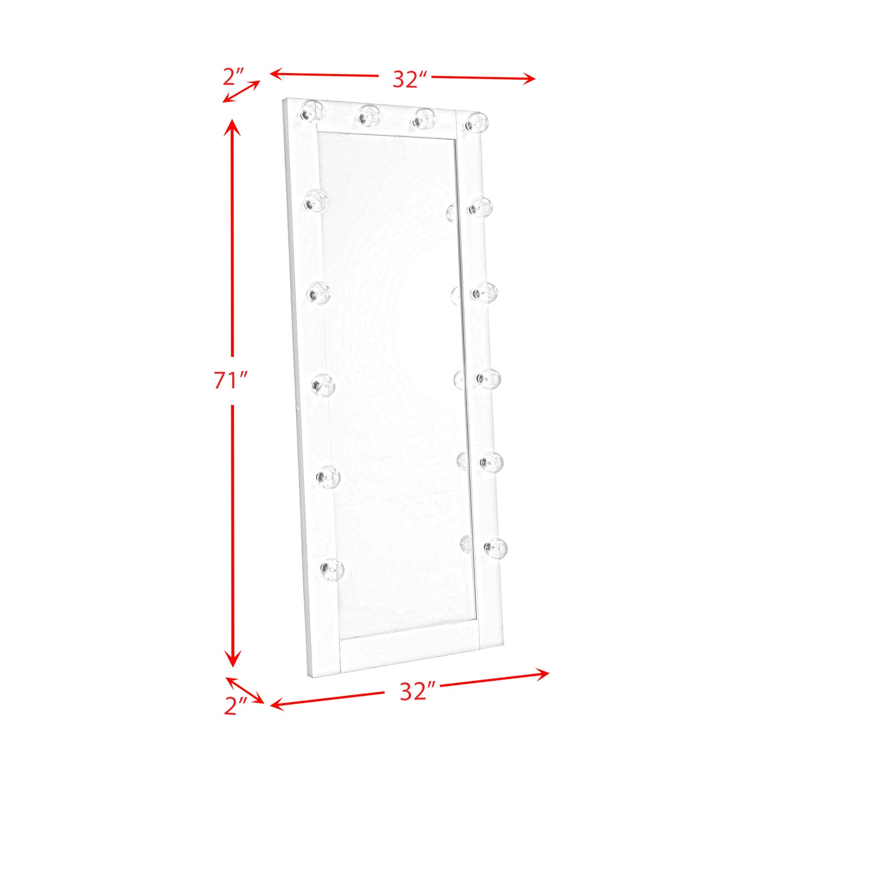 Lindy Floor Mirror with Lights in White