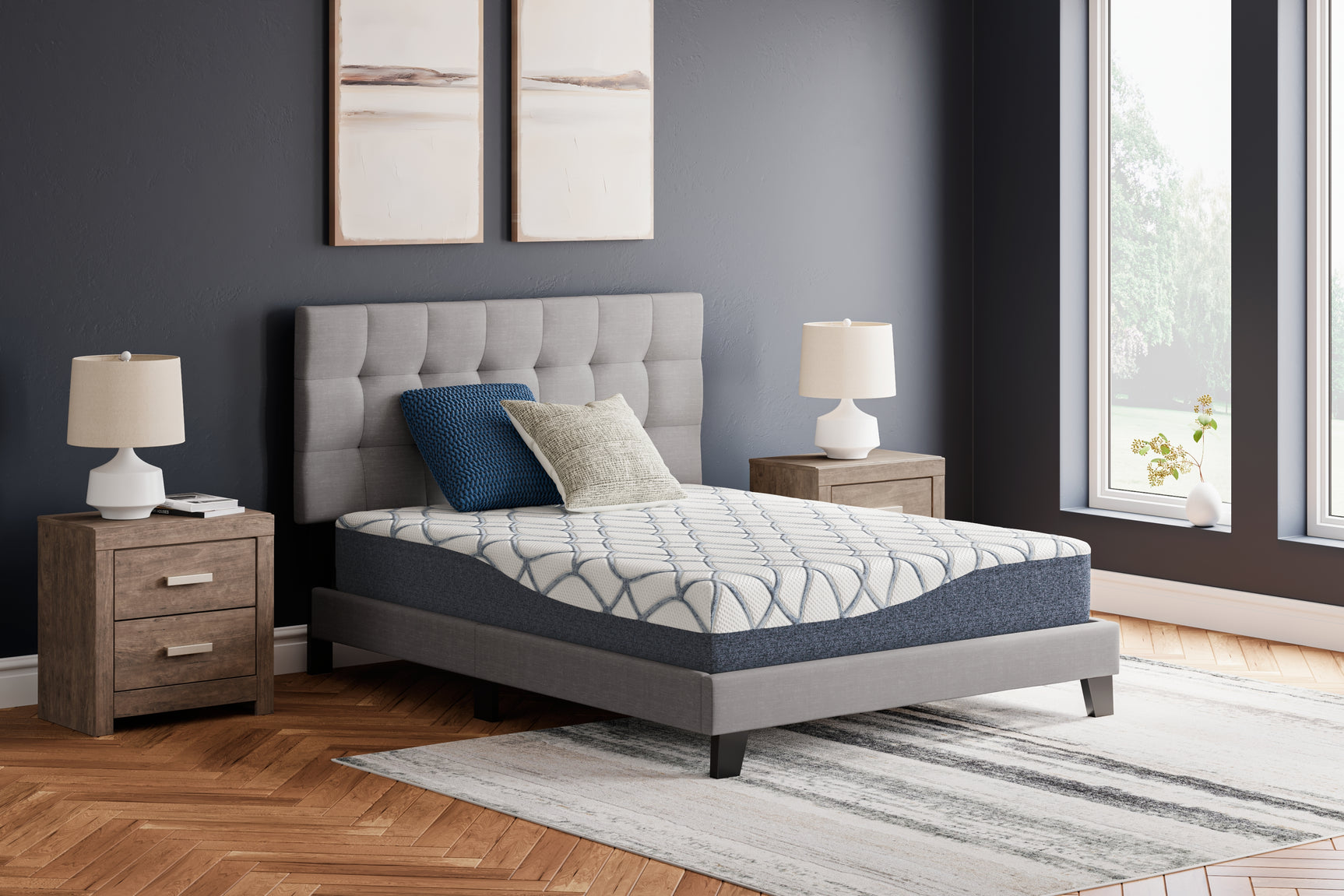 Tampa Furniture Outlet - Ashley Furniture - 10 Inch Chime Elite 2.0 Mattresses - California King / White/Blue - M42551