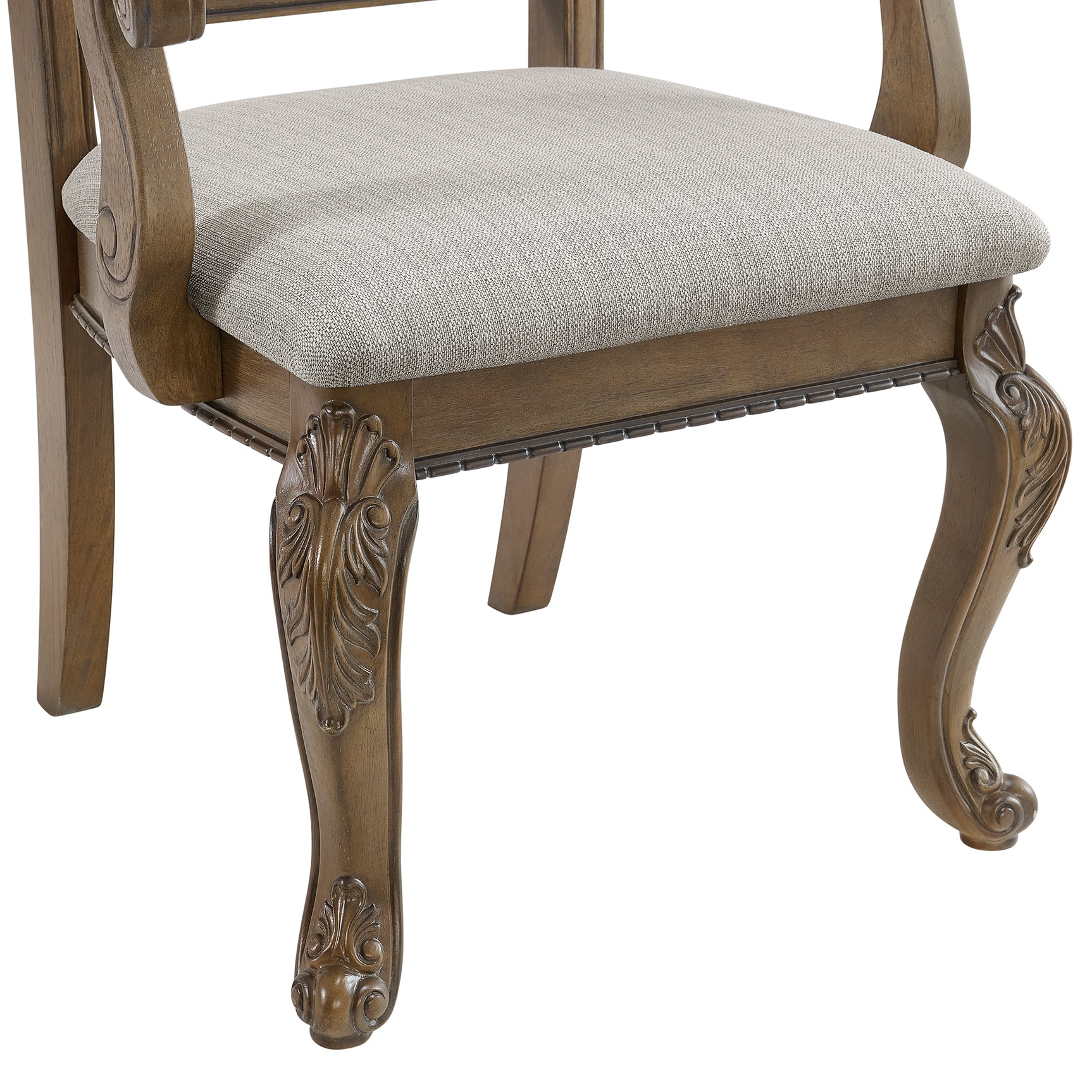Madison Park Dining Arm Chair with Beige Fabric in Walnut (2 Per Carton) - Tampa Furniture Outlet