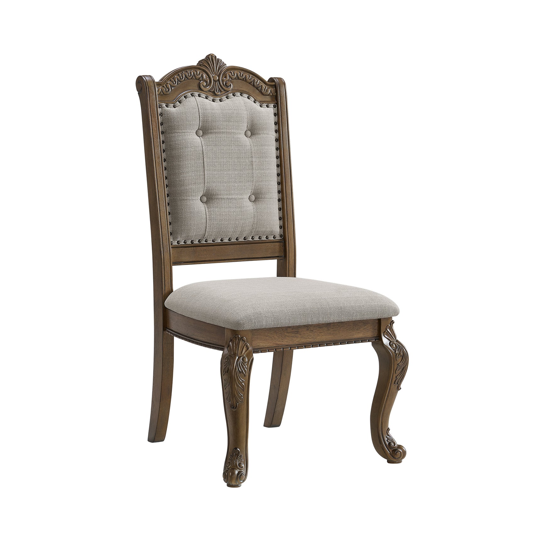 Madison Park Dining Side Chair with Beige Fabric in Walnut (2 Per Carton)