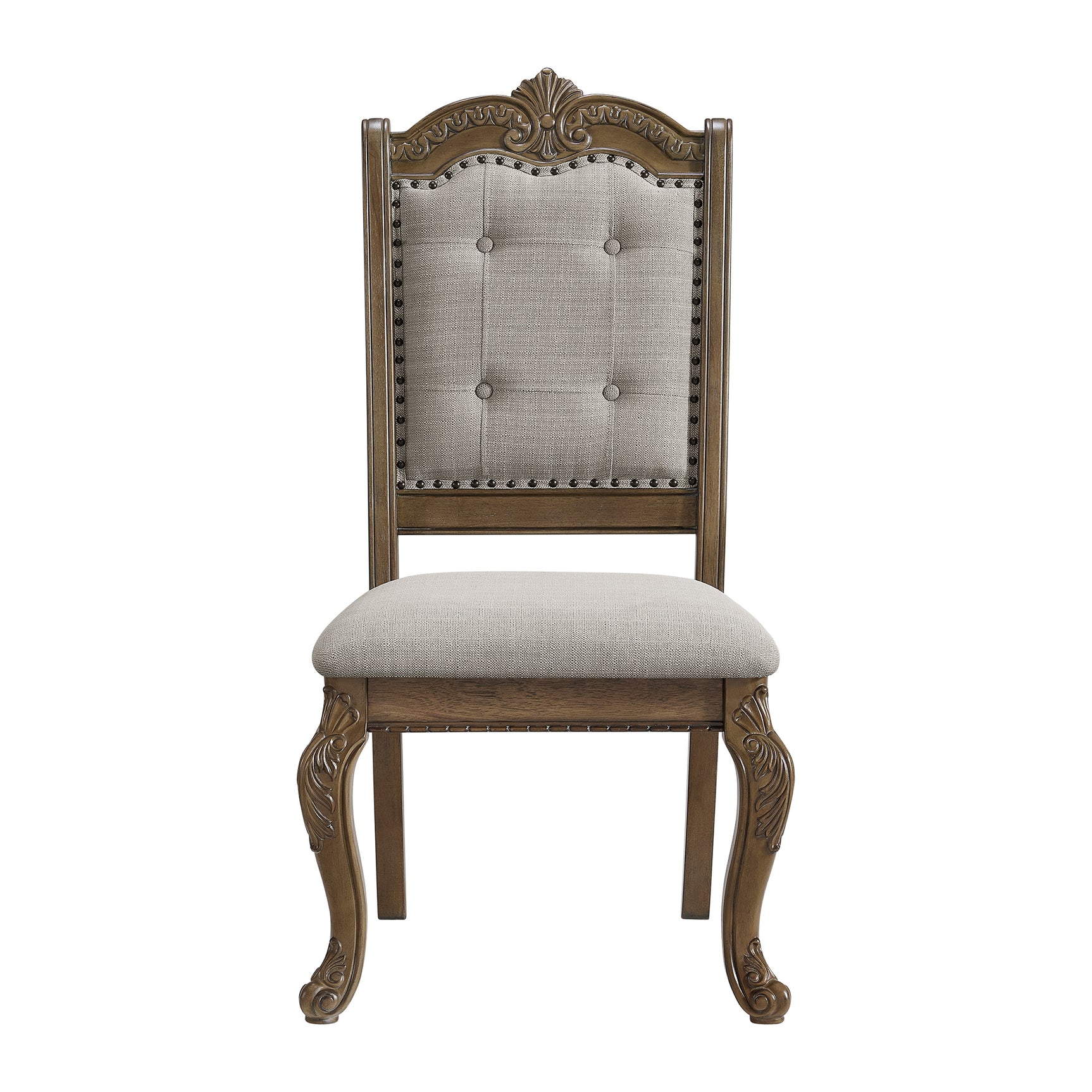 Madison Park Dining Side Chair with Beige Fabric in Walnut (2 Per Carton) - Tampa Furniture Outlet