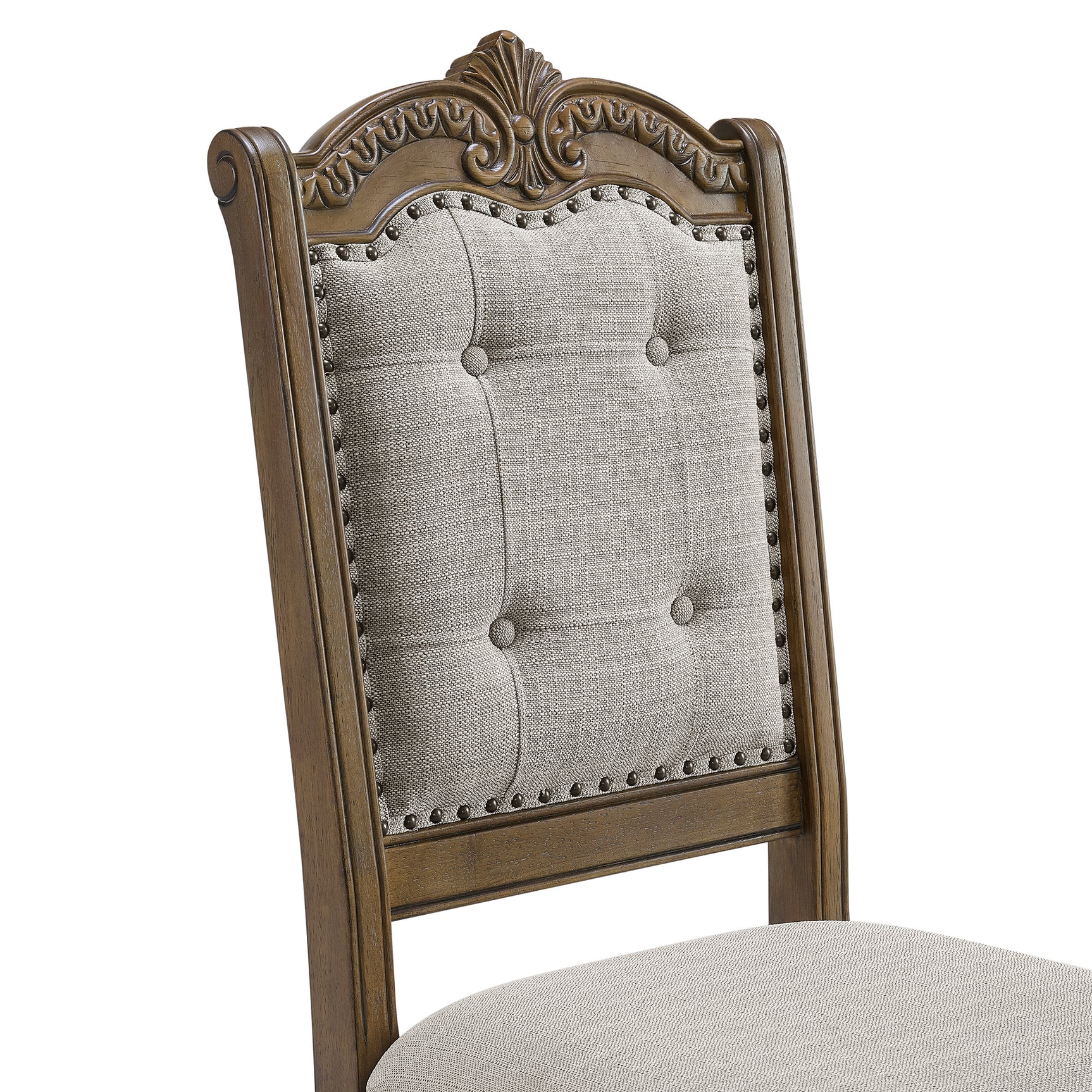 Madison Park Dining Side Chair with Beige Fabric in Walnut (2 Per Carton) - Tampa Furniture Outlet