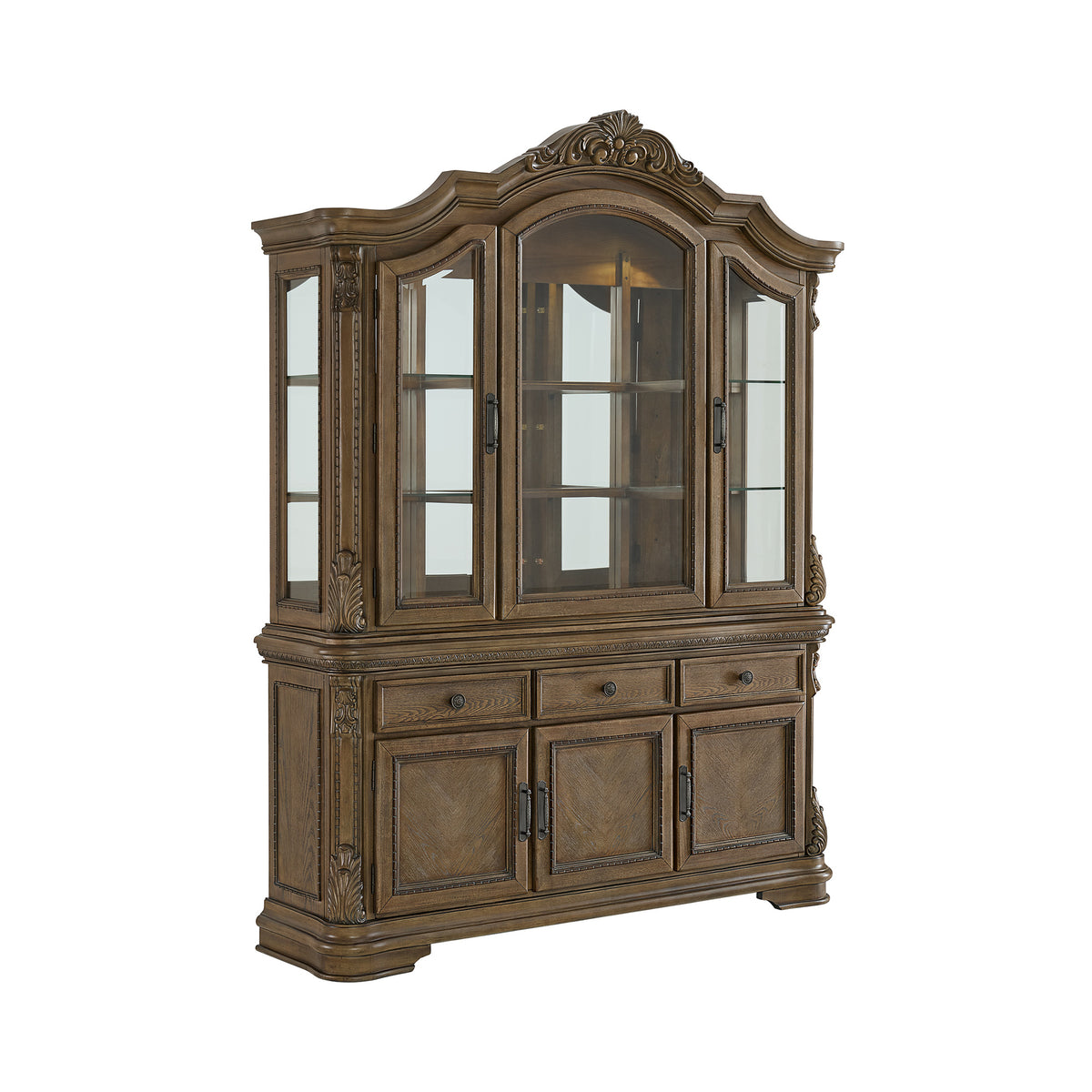Madison Park Hutch with LED in Walnut