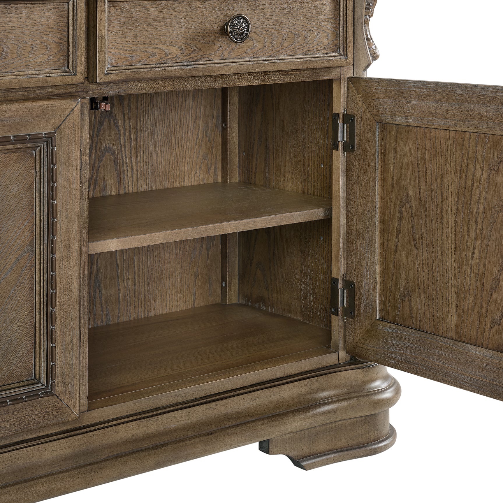 Madison Park Server and Hutch with LED in Walnut - Tampa Furniture Outlet