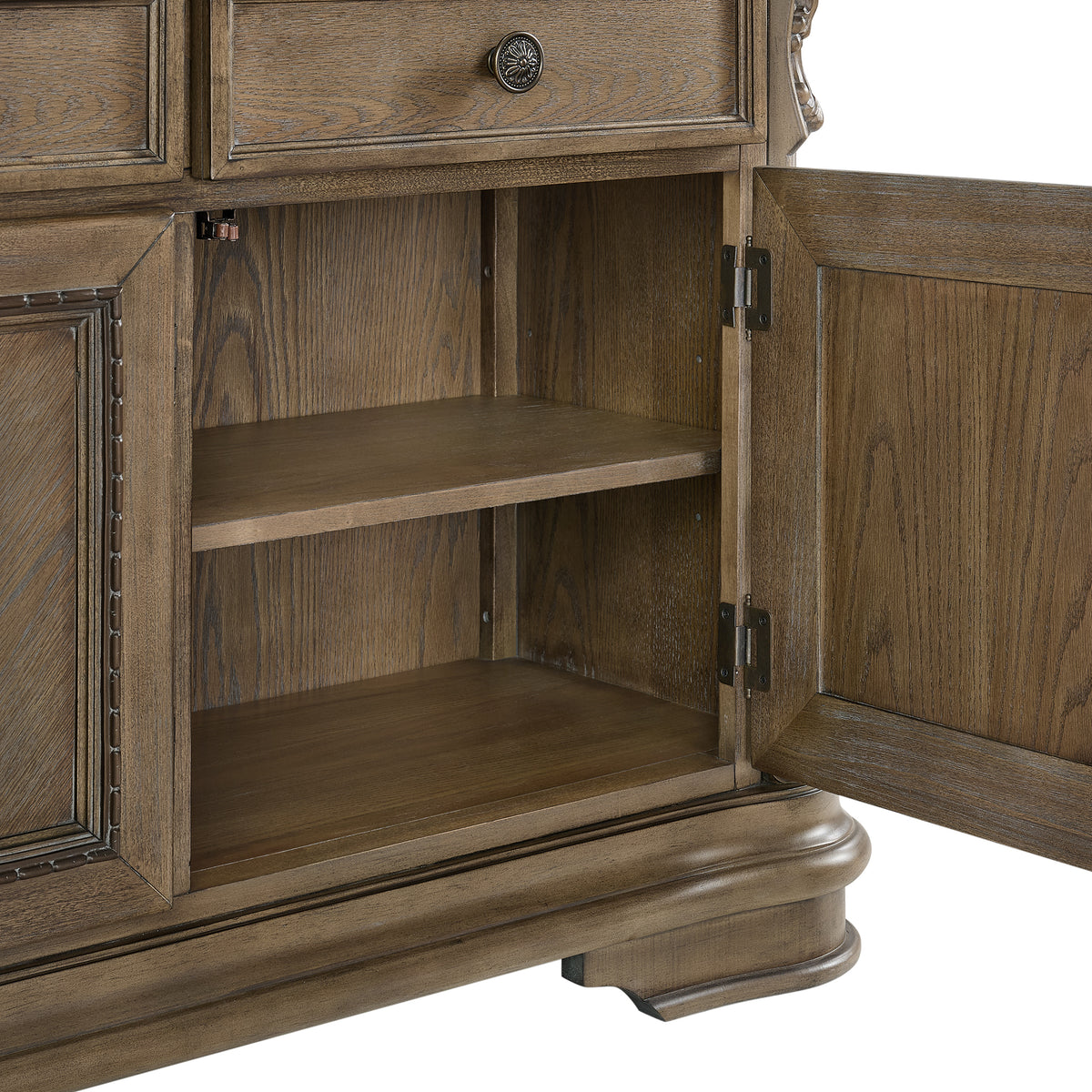 Madison Park Server and Hutch with LED in Walnut