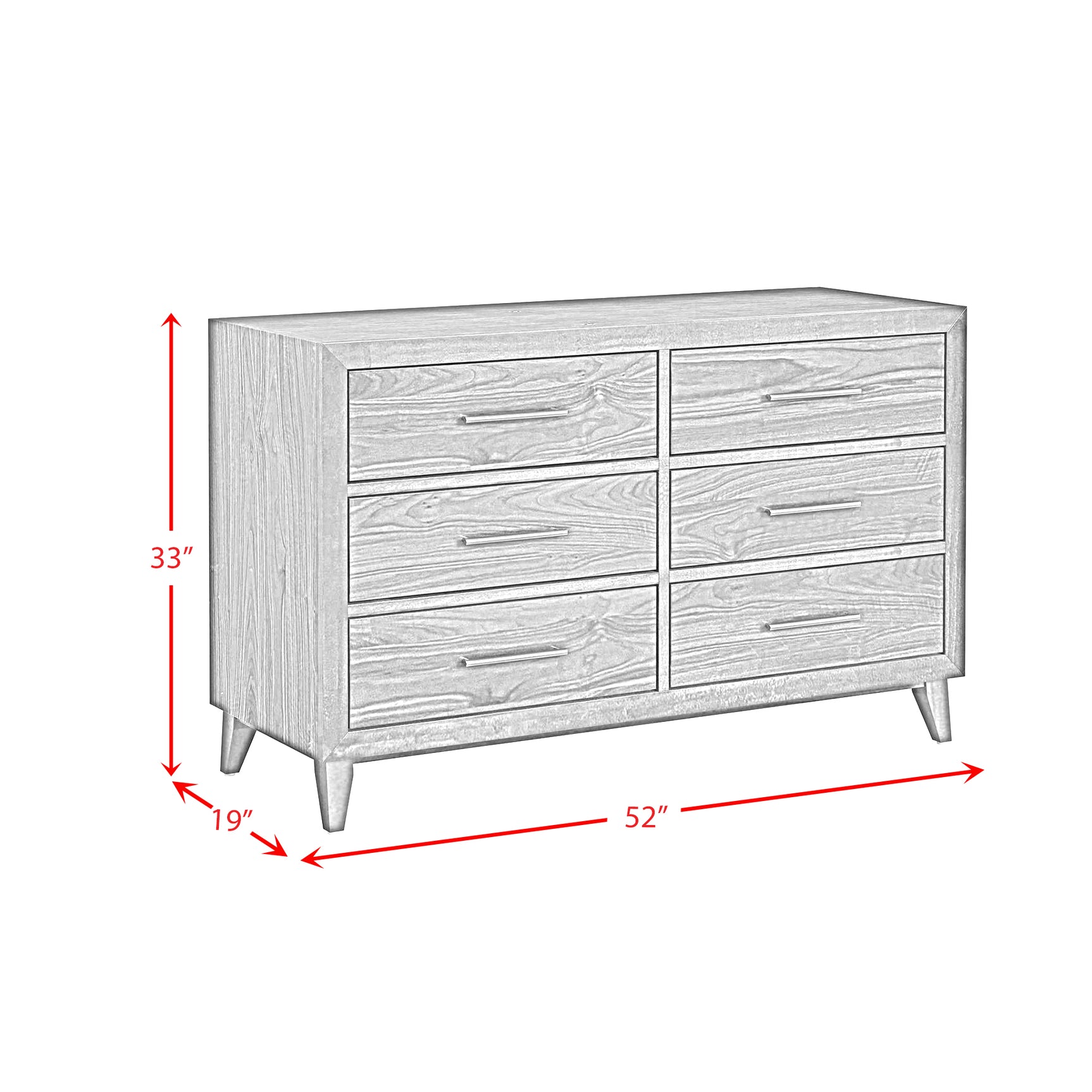 Malia 6-Drawer Dresser in Walnut - Tampa Furniture Outlet