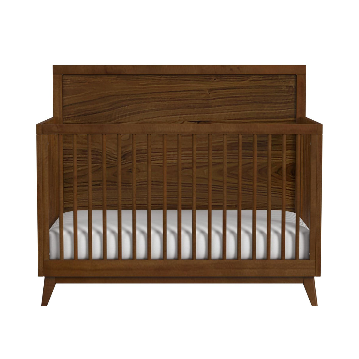 Malia Crib with High Headboard and Guardrail in Walnut