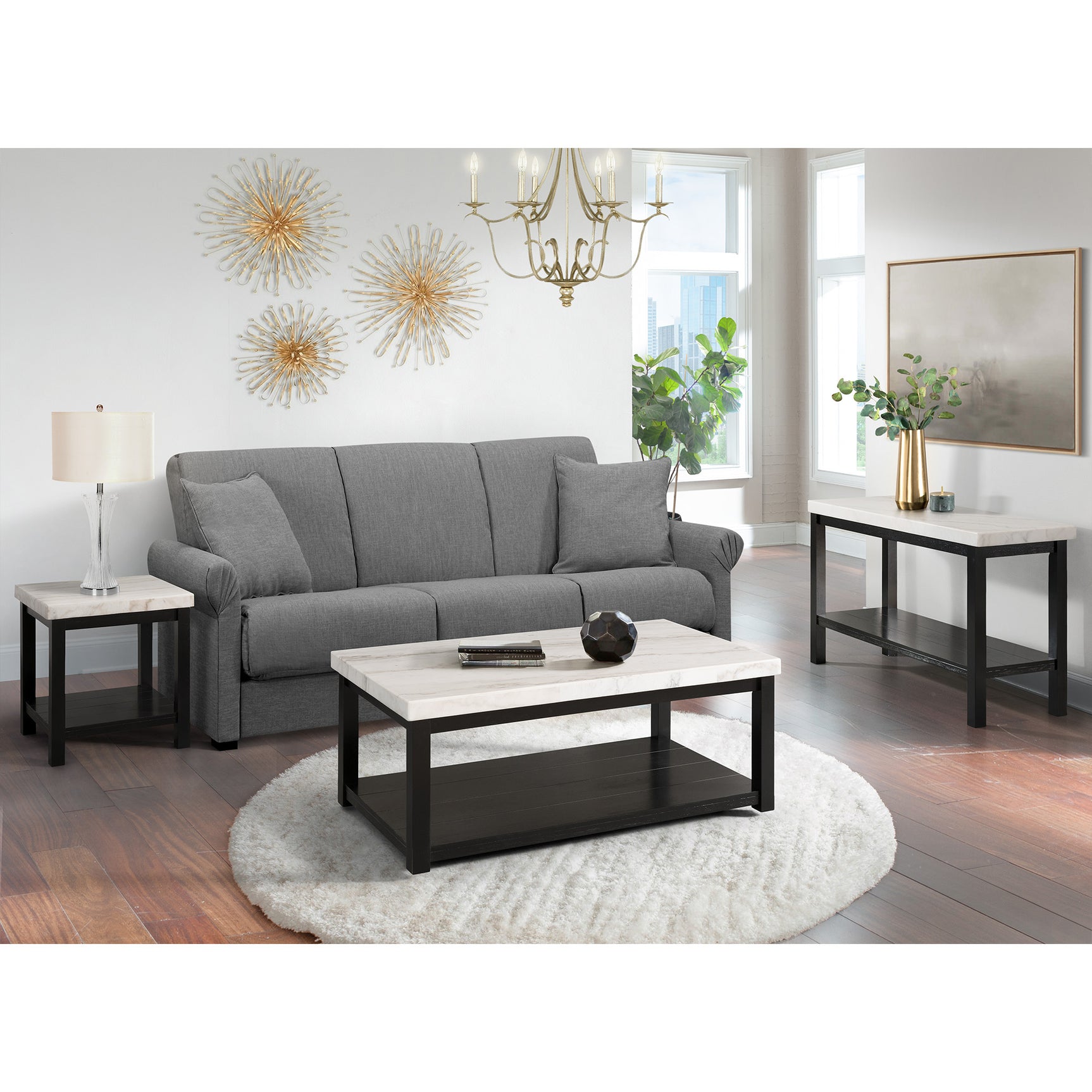Marcello w/ White Top - End table – SKU CML100ET | Elements