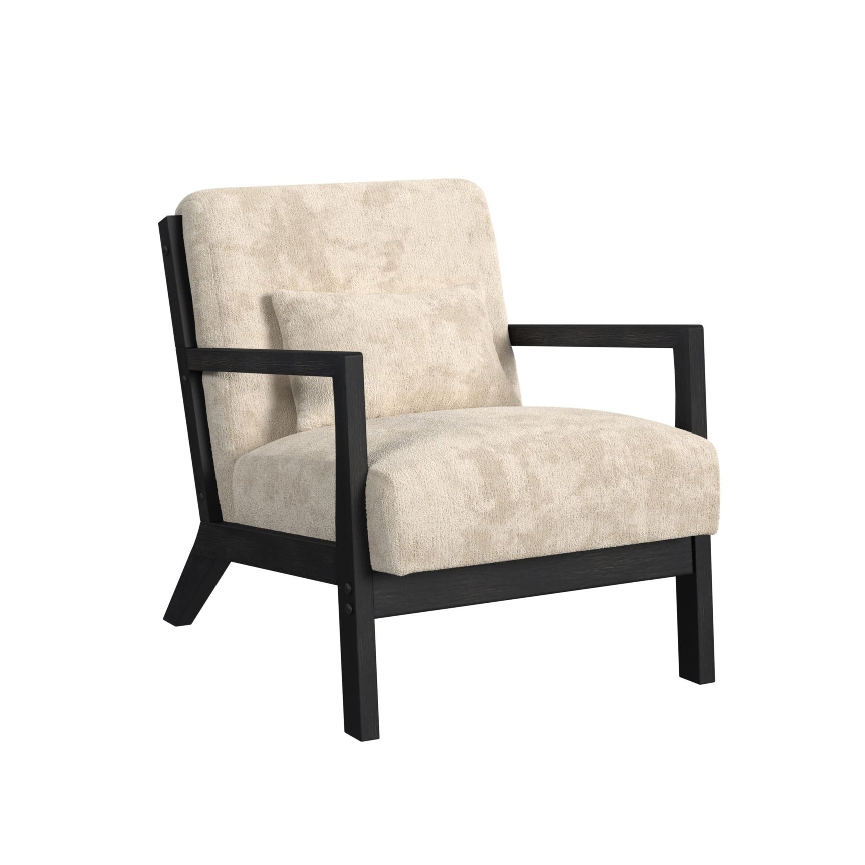 Marina Chair with kidney pillow in Langley Cream and Brushed Espresso Finish - Tampa Furniture Outlet