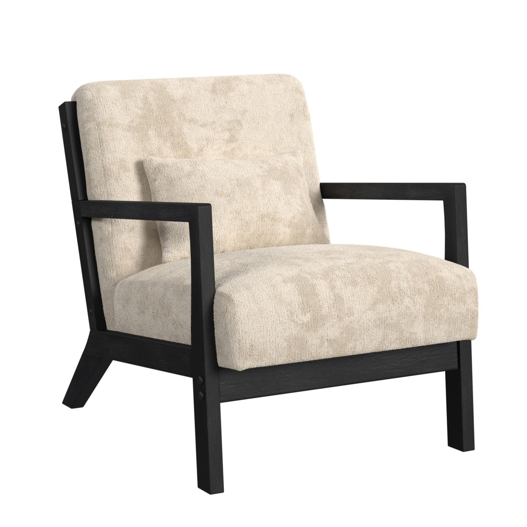 Marina Chair with kidney pillow in Langley Cream and Brushed Espresso Finish