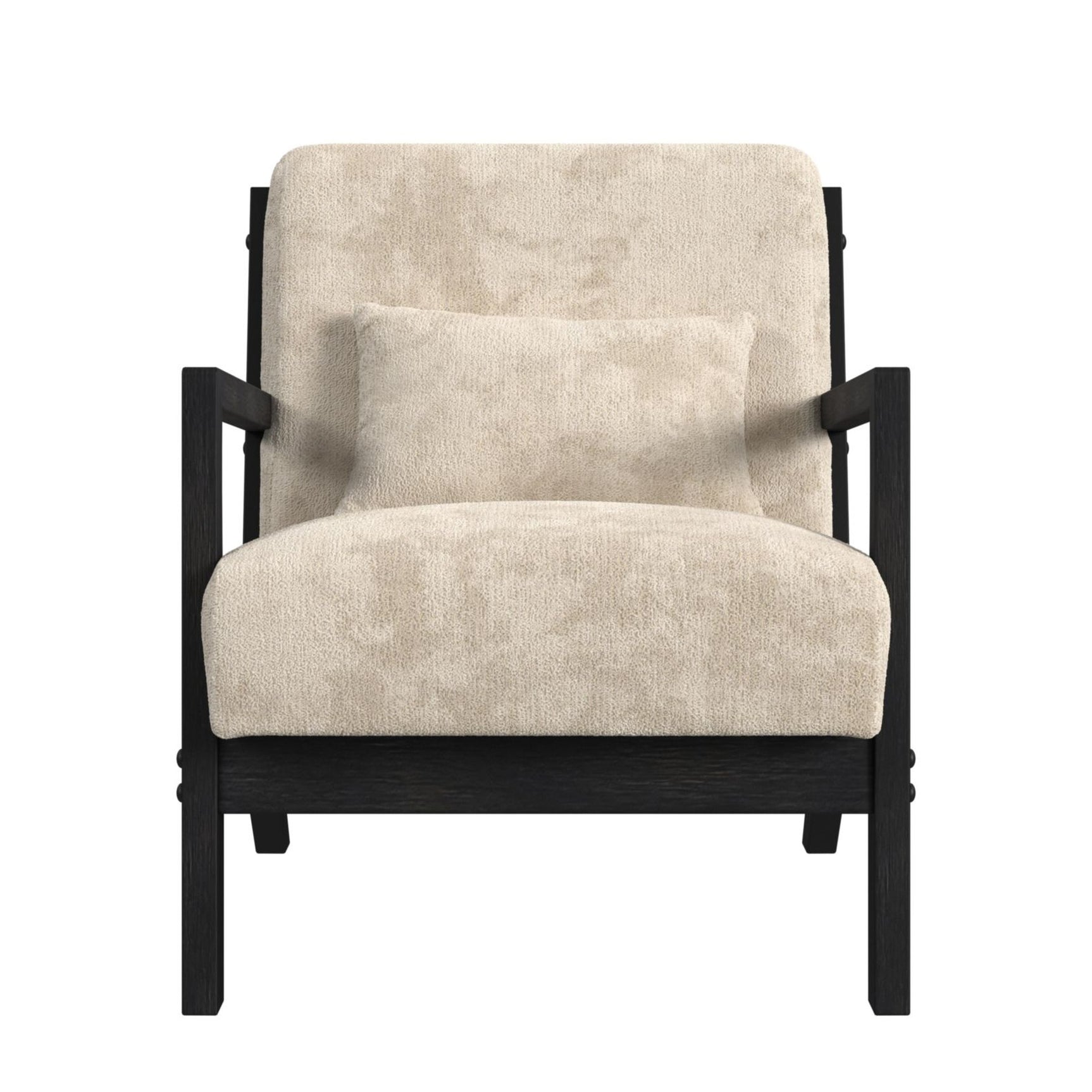 Marina Chair with kidney pillow in Langley Cream and Brushed Espresso Finish