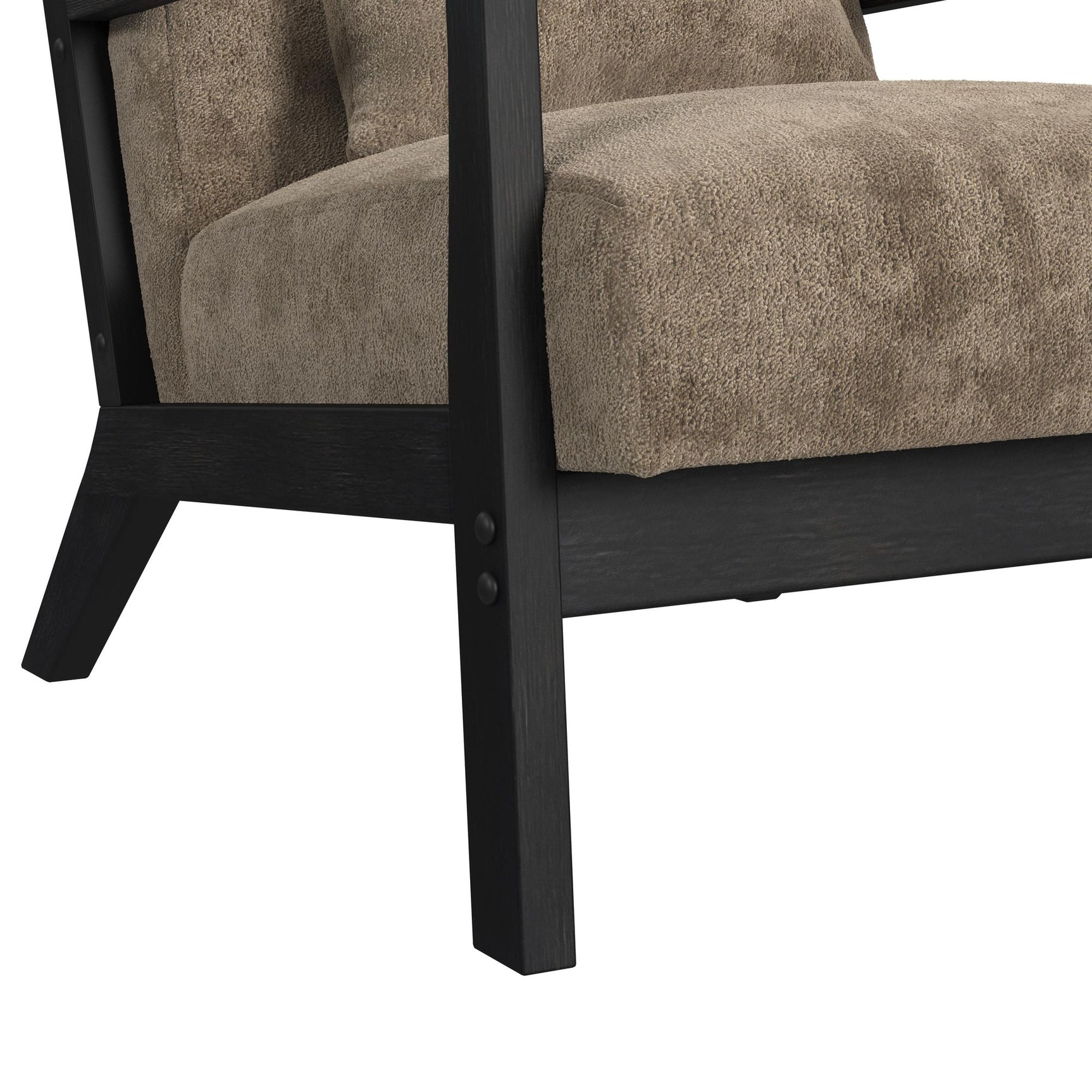 Marina Chair with kidney pillow in Langley Cocoa and Brushed Espresso Finish - Tampa Furniture Outlet