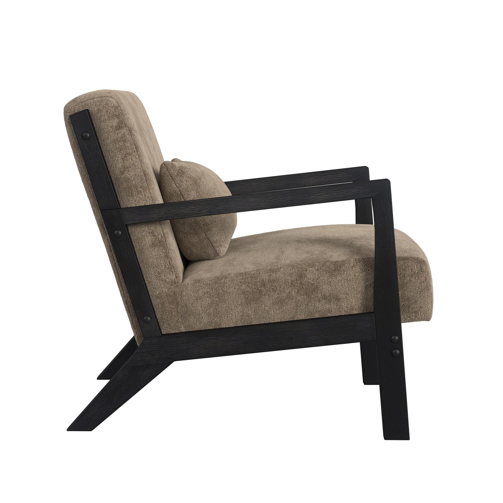 Marina Chair with kidney pillow in Langley Cocoa and Brushed Espresso Finish - Tampa Furniture Outlet