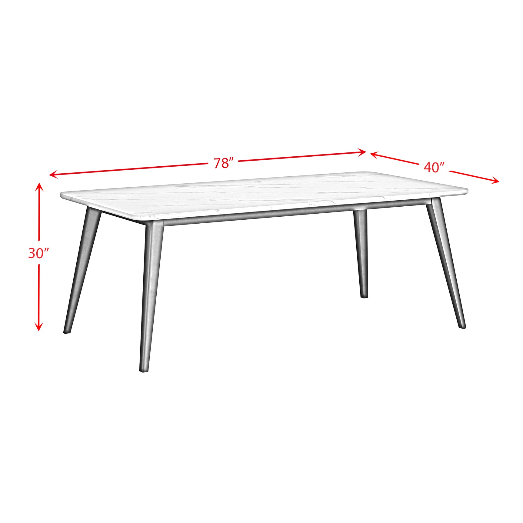 Marlene Dining Table with White Faux Marble Top in Black - Tampa Furniture Outlet