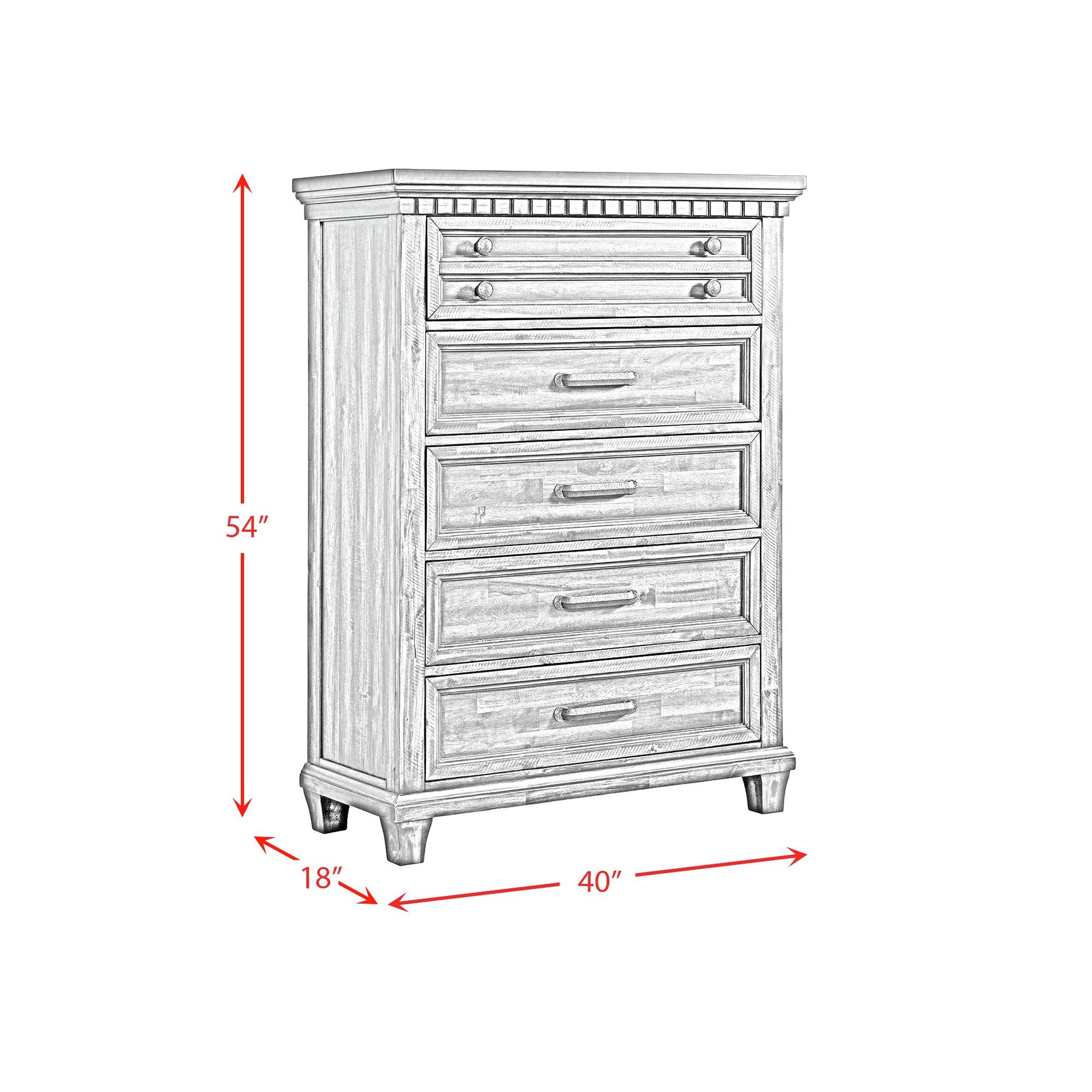 McCoy 5-Drawer Chest in Antique White