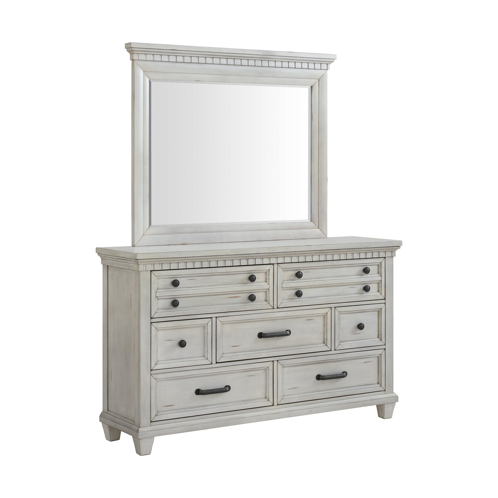 McCoy Dresser and Mirror Set in Antique White - Tampa Furniture Outlet