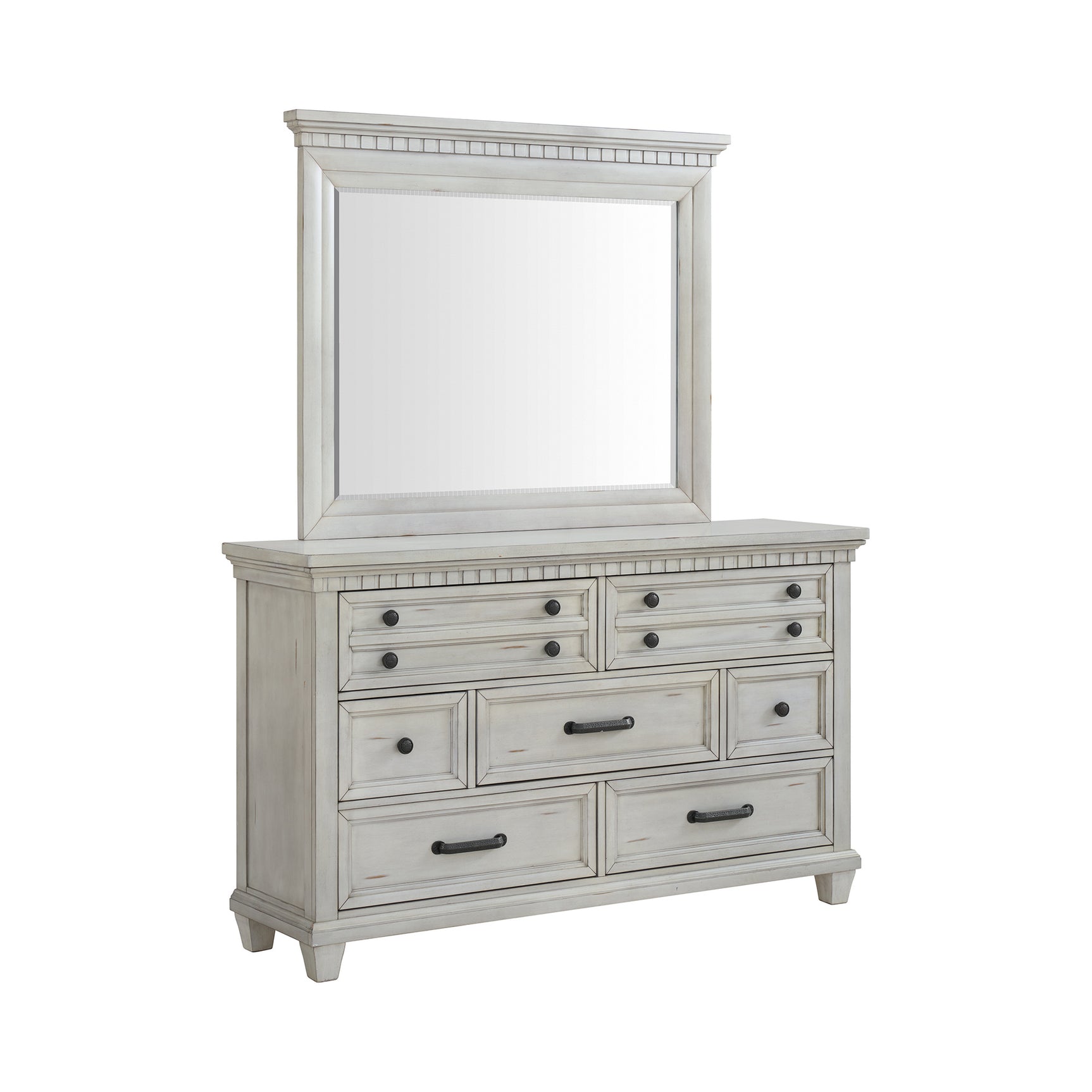 McCoy Dresser and Mirror Set in Antique White