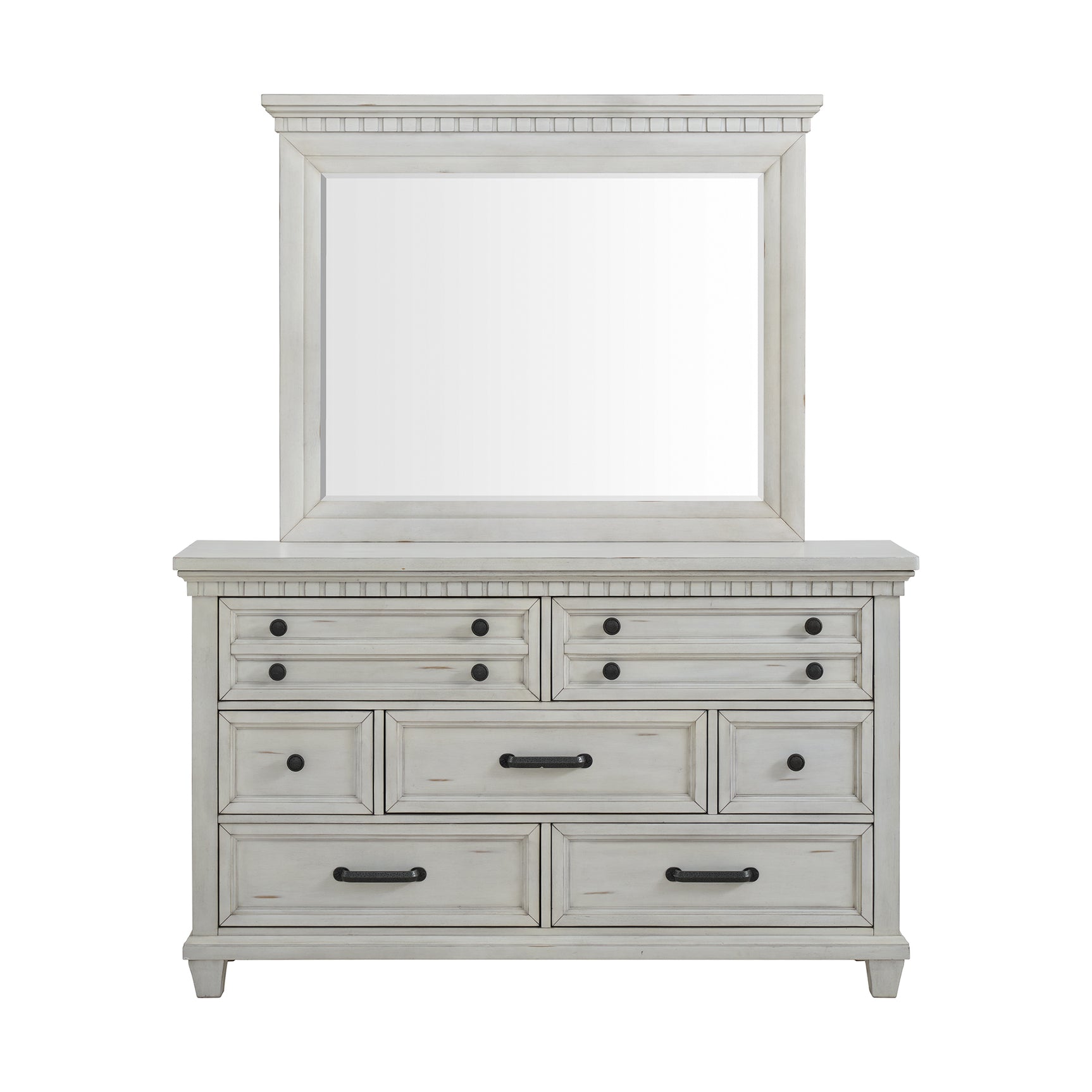 McCoy Dresser and Mirror Set in Antique White - Tampa Furniture Outlet
