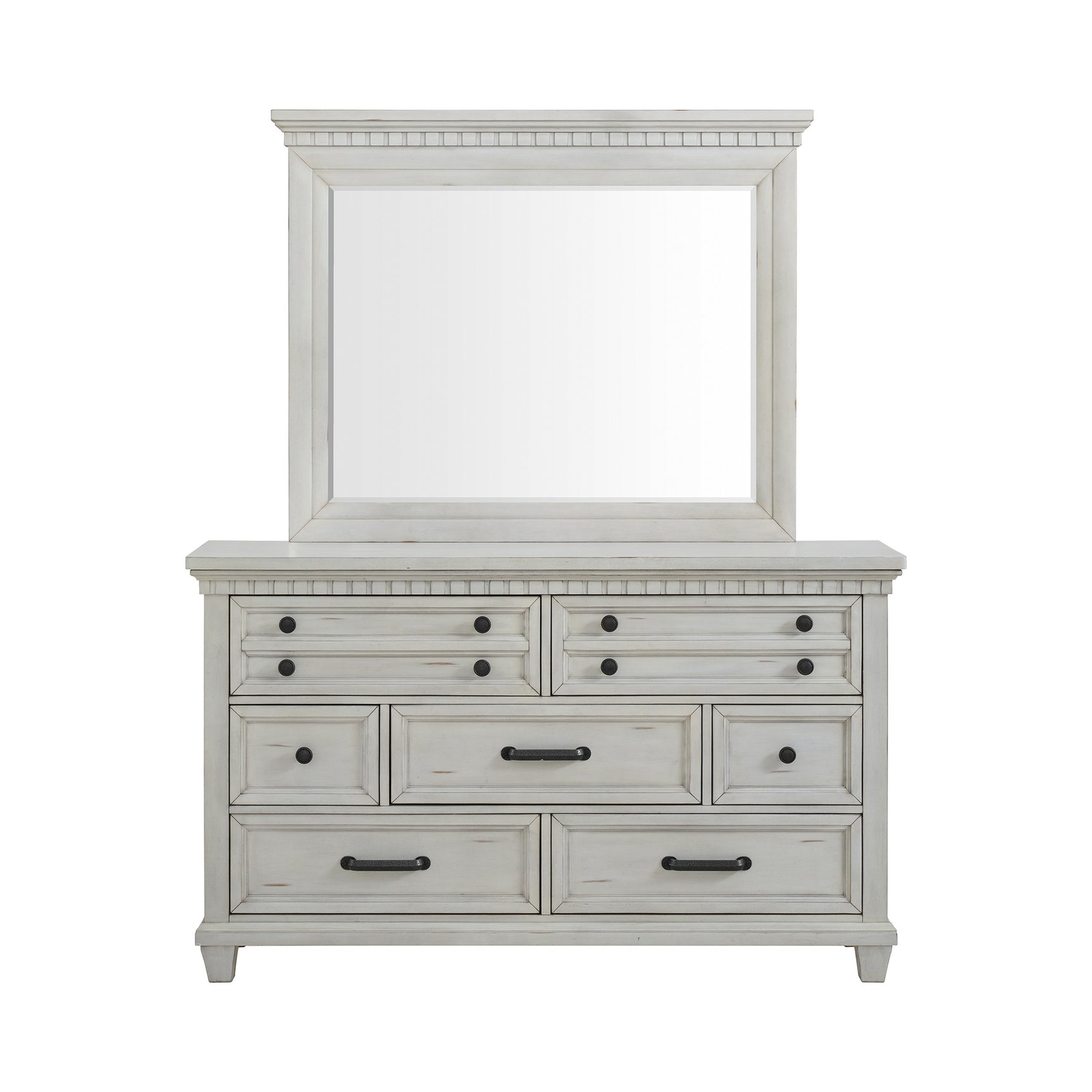 McCoy Dresser and Mirror Set in Antique White