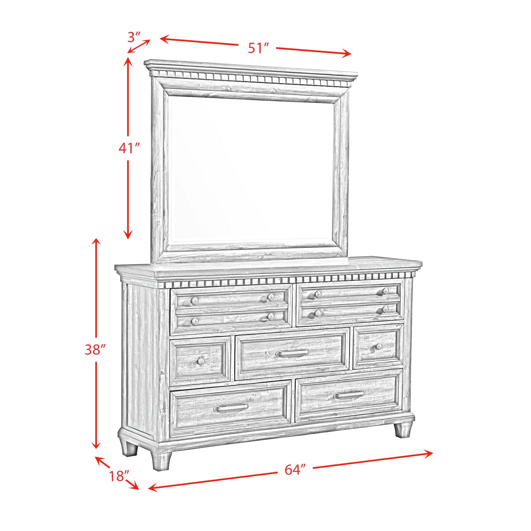 McCoy Dresser and Mirror Set in Antique White