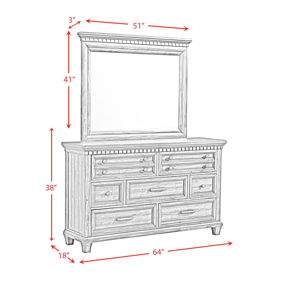 McCoy Dresser and Mirror Set in Charcoal