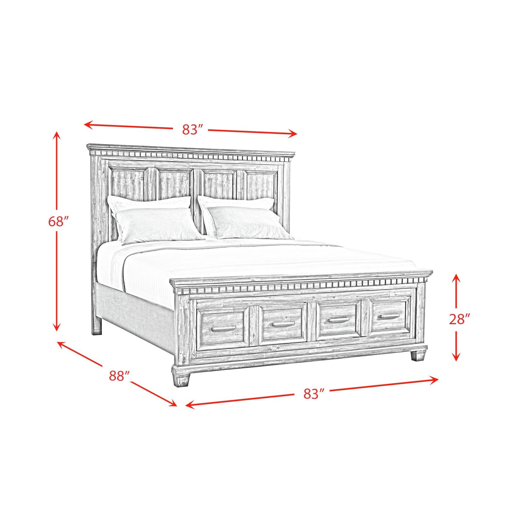 McCoy King Storage Bed in Antique White