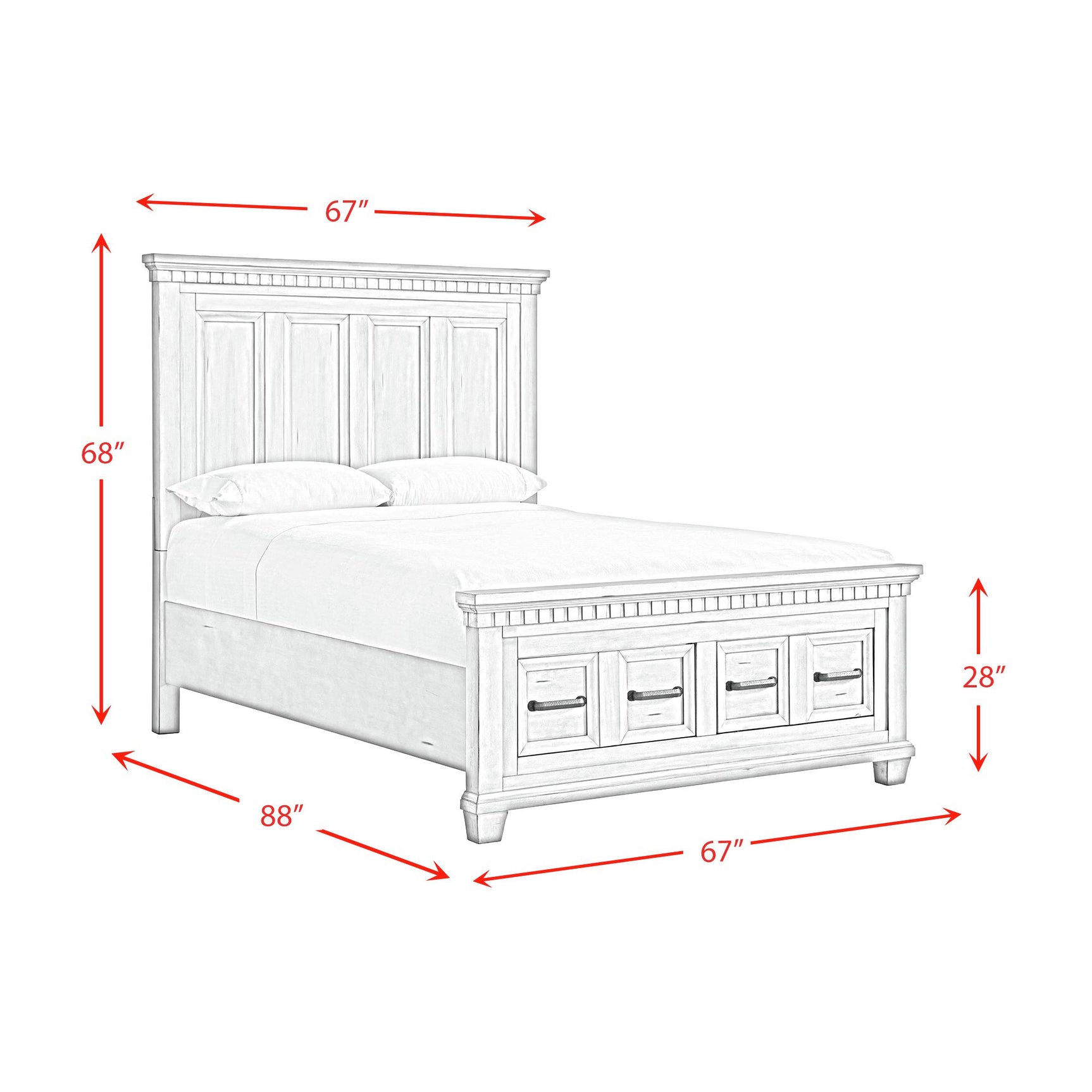 McCoy Queen Storage Bed in Antique White - Tampa Furniture Outlet