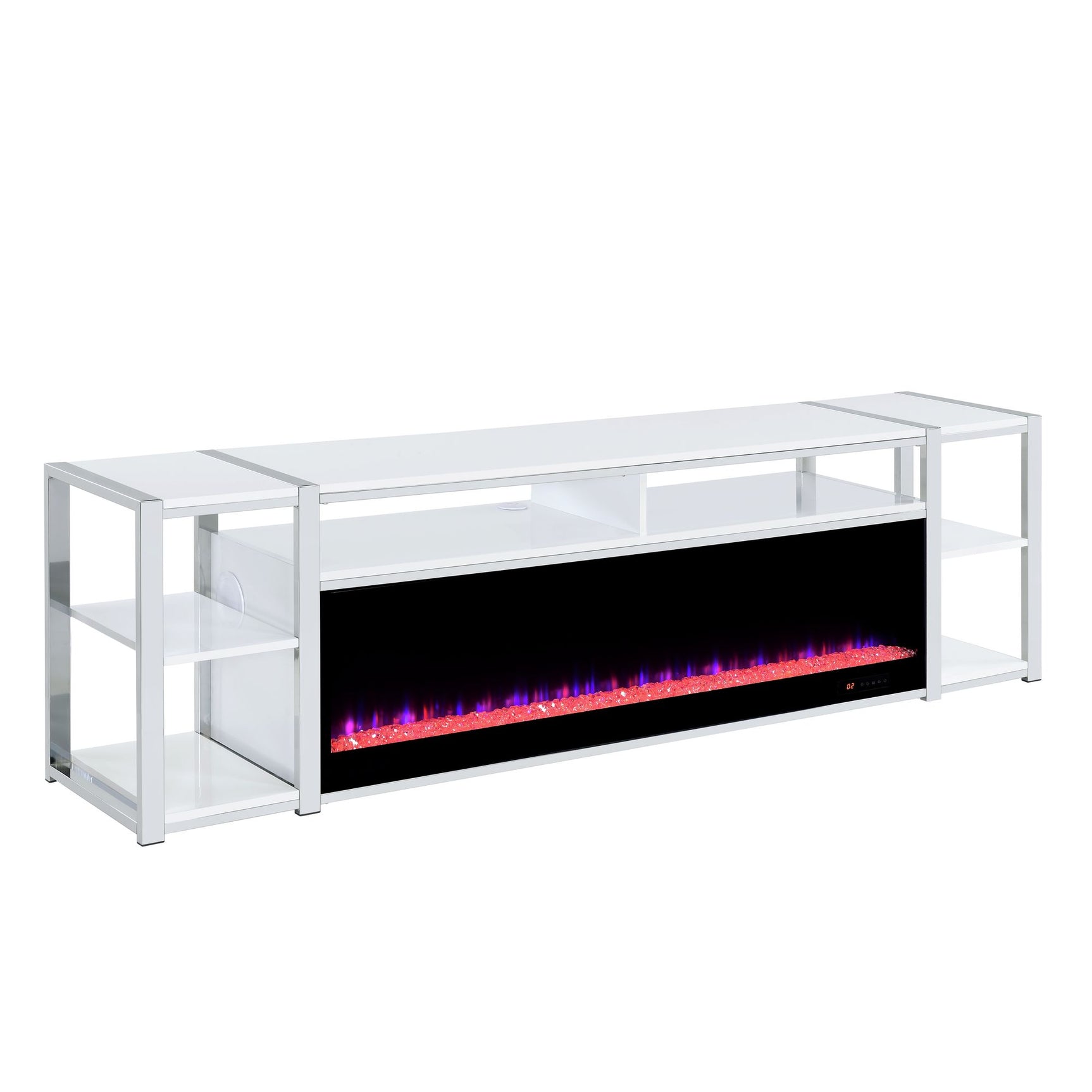 Midway 80" TV Console with Firelight in White - Tampa Furniture Outlet