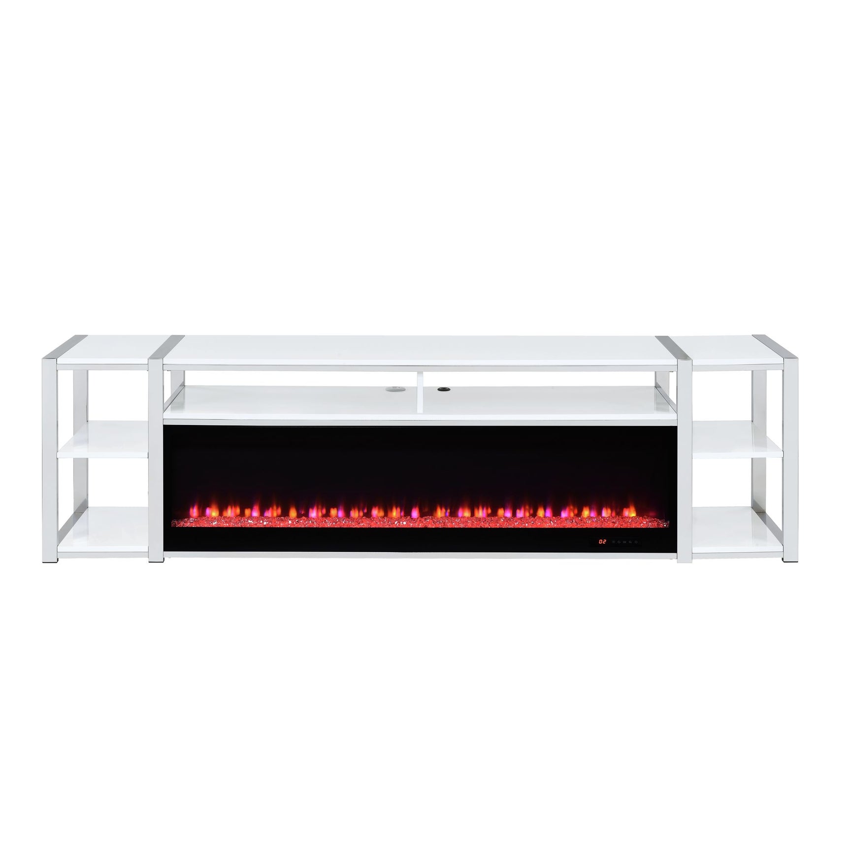 Midway 80" TV Console with Firelight in White - Tampa Furniture Outlet