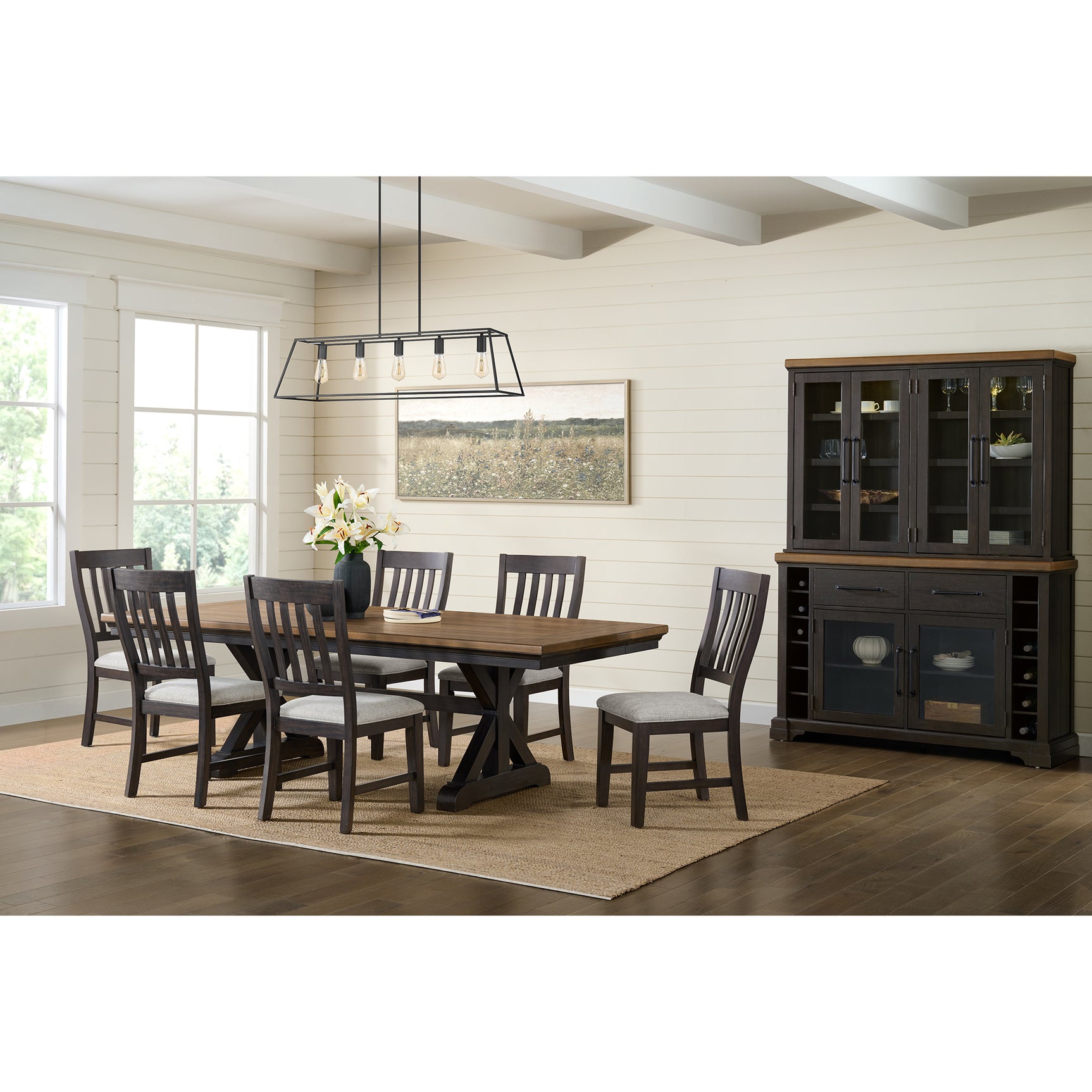 Montrose Server and Hutch with LED Light in Espresso and Brown - Tampa Furniture Outlet