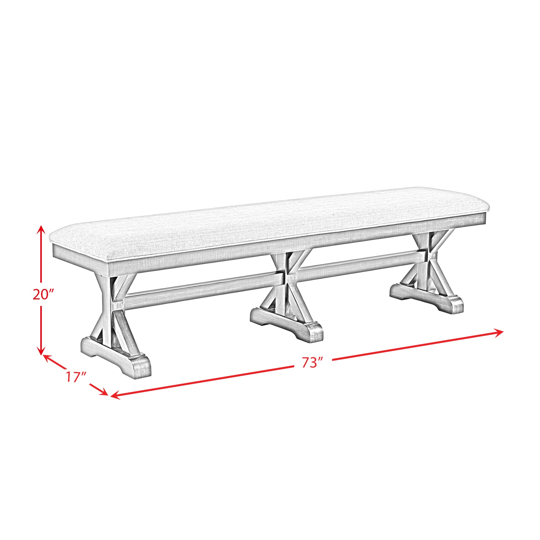 Montrose Dining Bench with Light Grey Fabric in Espresso - Tampa Furniture Outlet