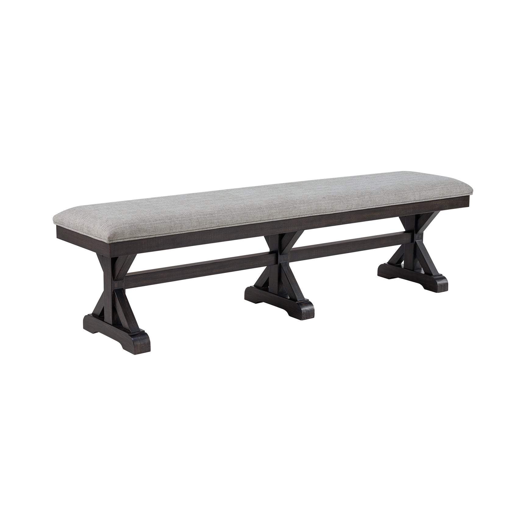 Montrose Dining Bench with Light Grey Fabric in Espresso