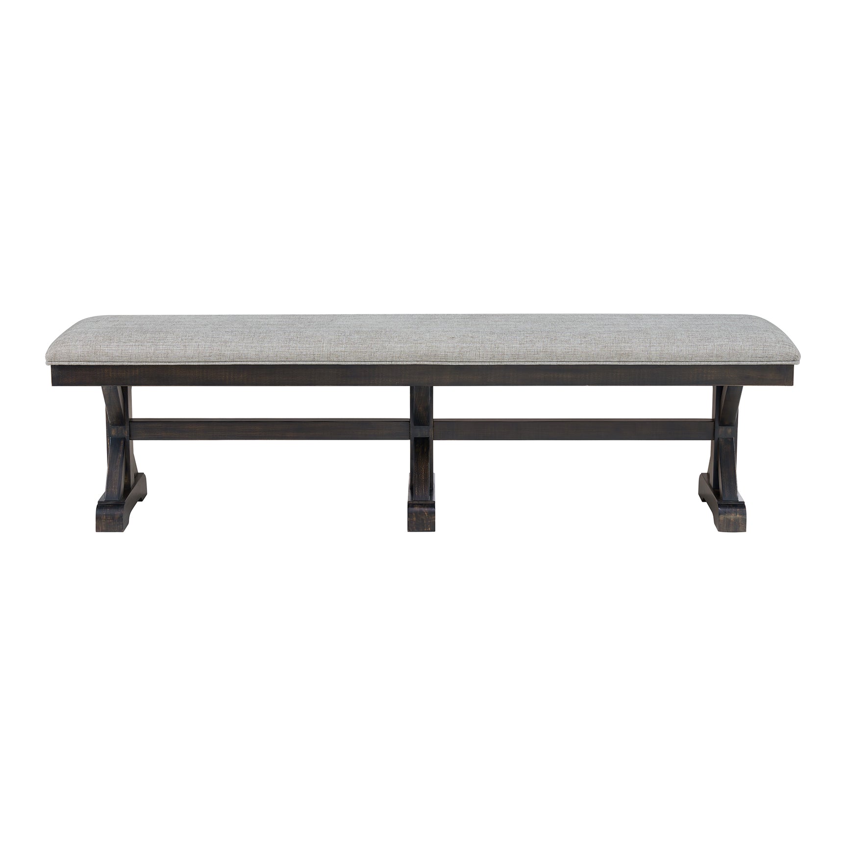 Montrose Dining Bench with Light Grey Fabric in Espresso - Tampa Furniture Outlet