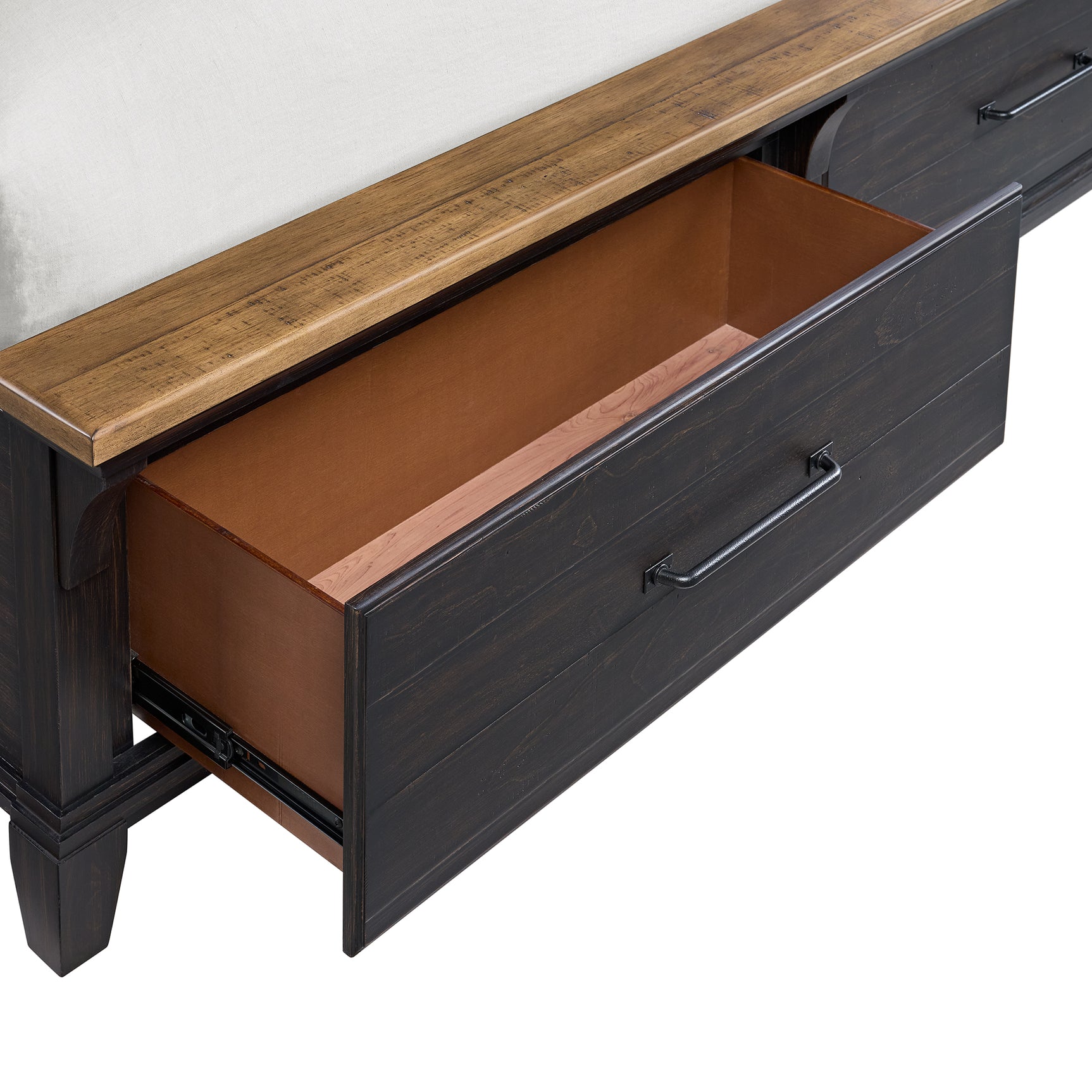 Montrose Queen Storage Bed in Espresso & Brown