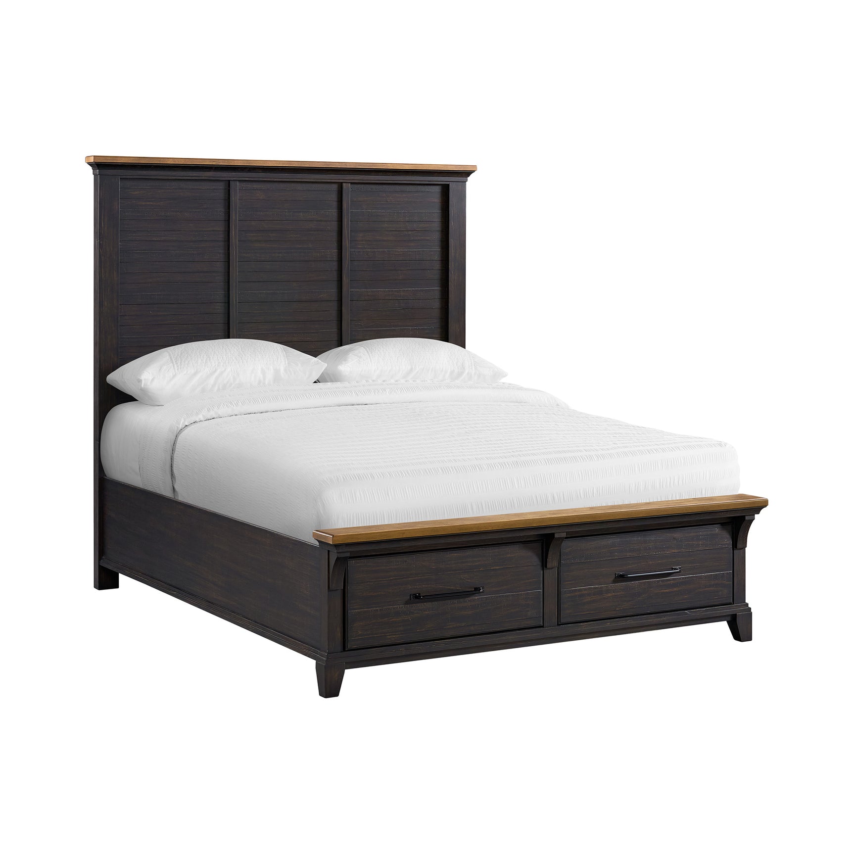 Montrose Queen Storage Bed in Espresso & Brown