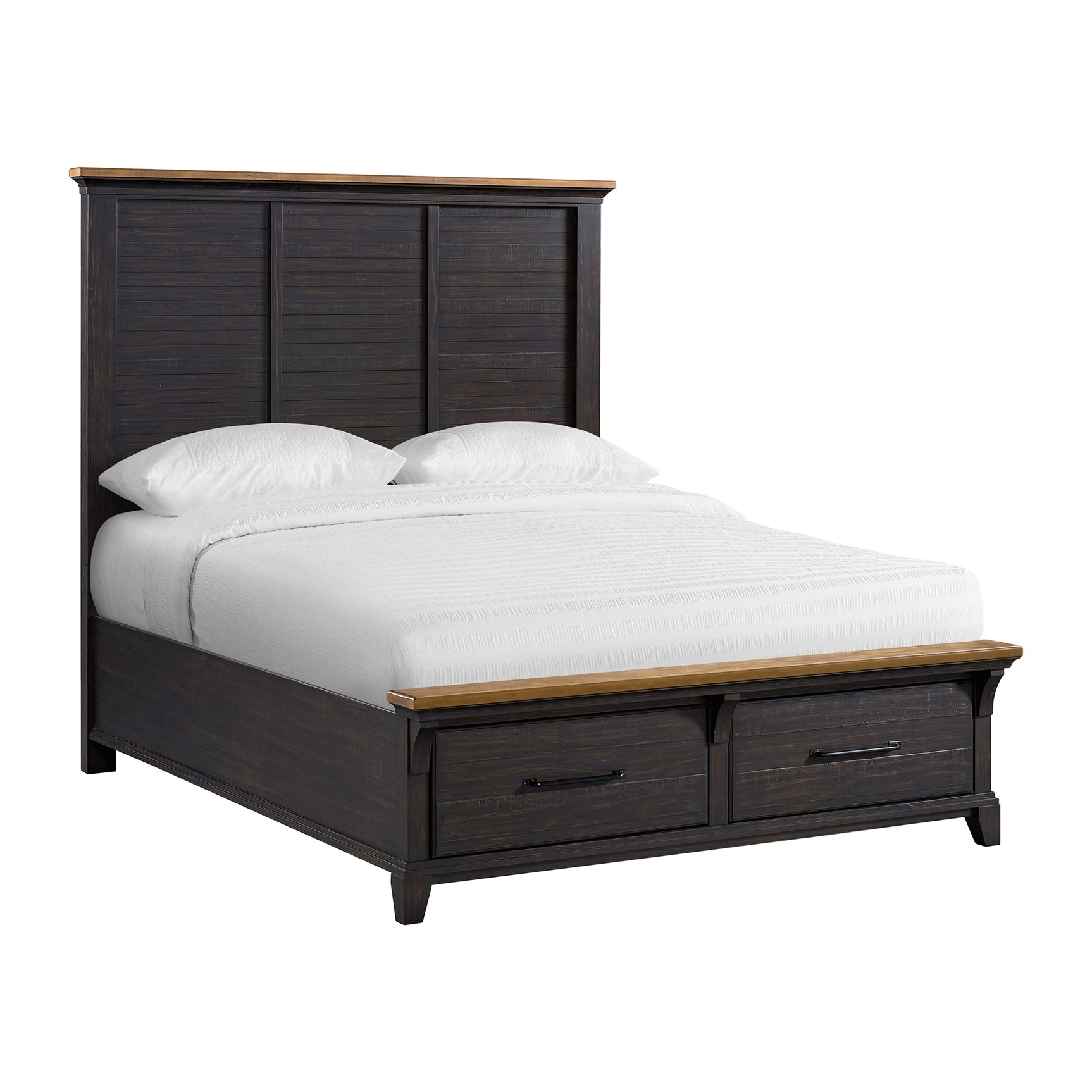 Montrose Queen Storage Bed in Espresso & Brown - Tampa Furniture Outlet