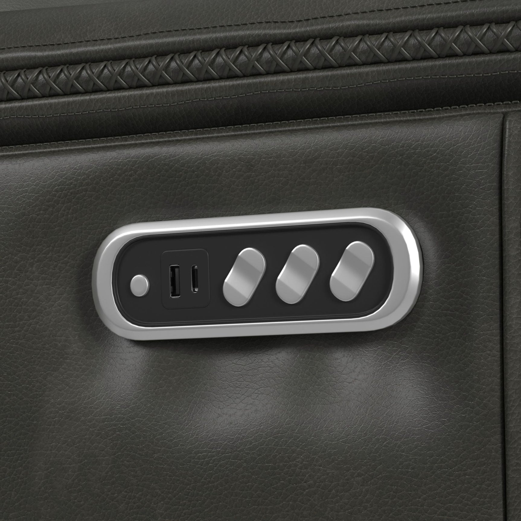 Mustang P3 Sofa with DDT, Wireless Chargerin Aline Anthracite - Tampa Furniture Outlet