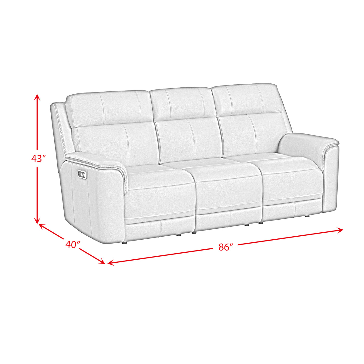 Mustang P3 Sofa with DDT, Wireless Chargerin Aline Anthracite