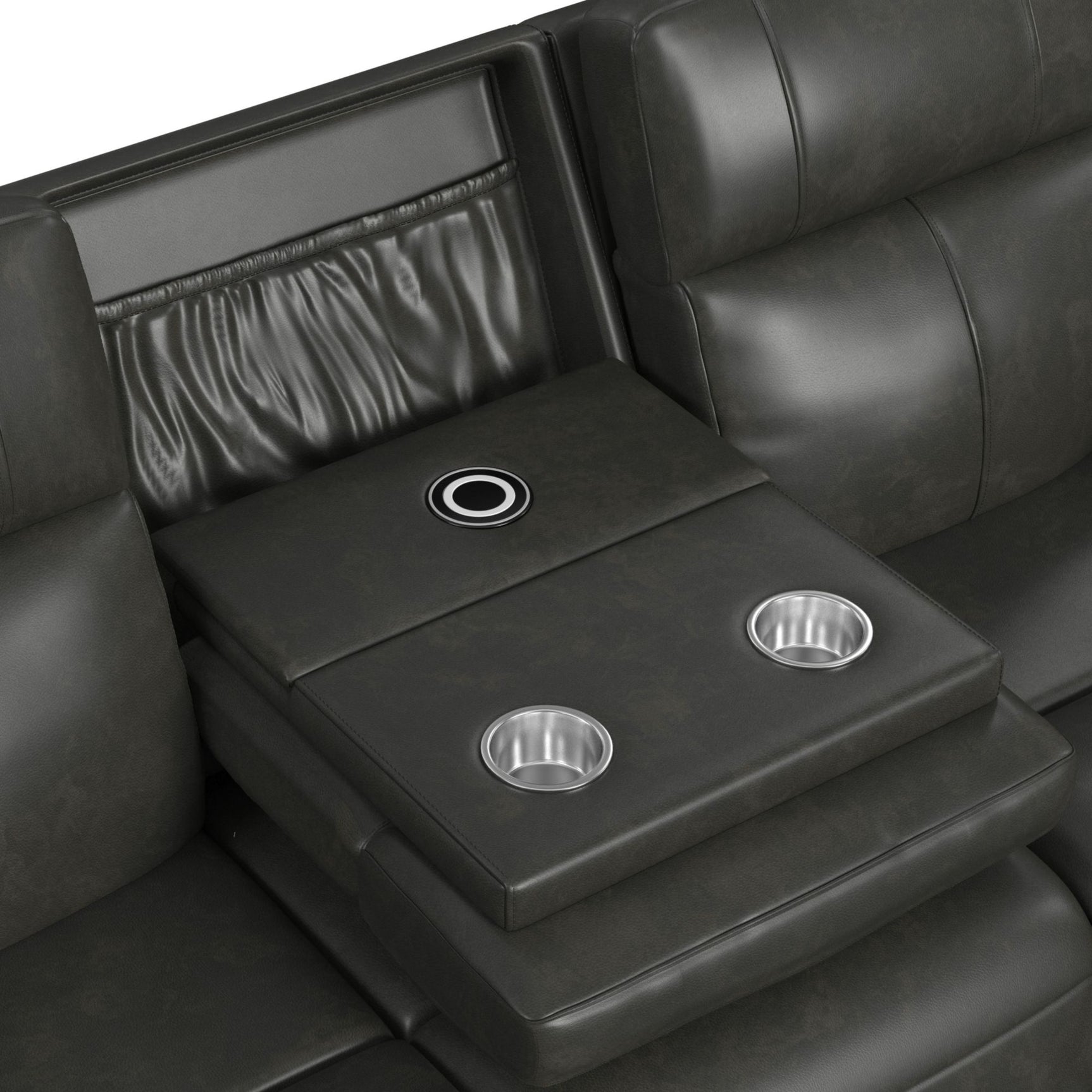 Mustang P3 Sofa with DDT, Wireless Chargerin Aline Anthracite - Tampa Furniture Outlet
