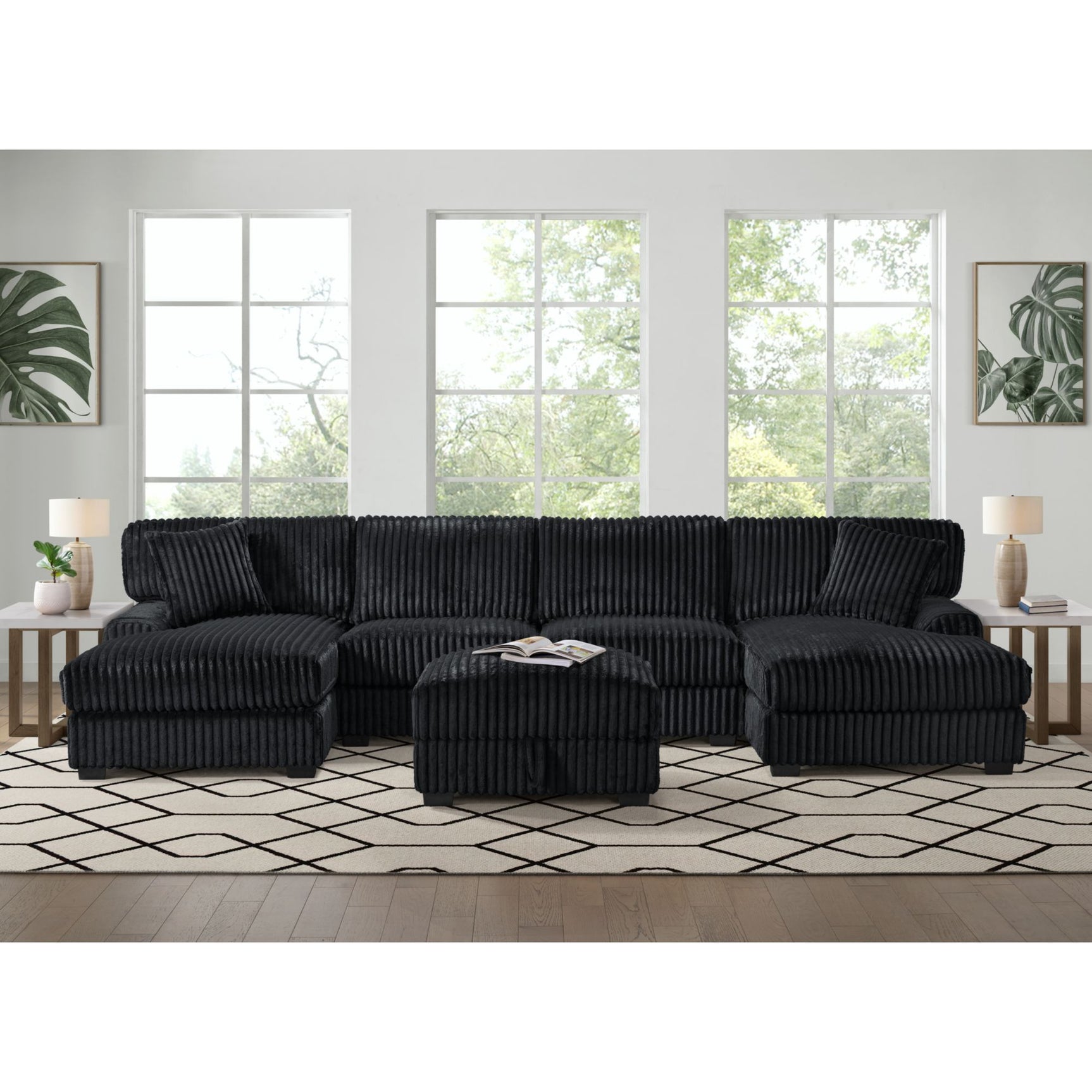 Nightfall Armless Chair in Grand Cord Black - Tampa Furniture Outlet