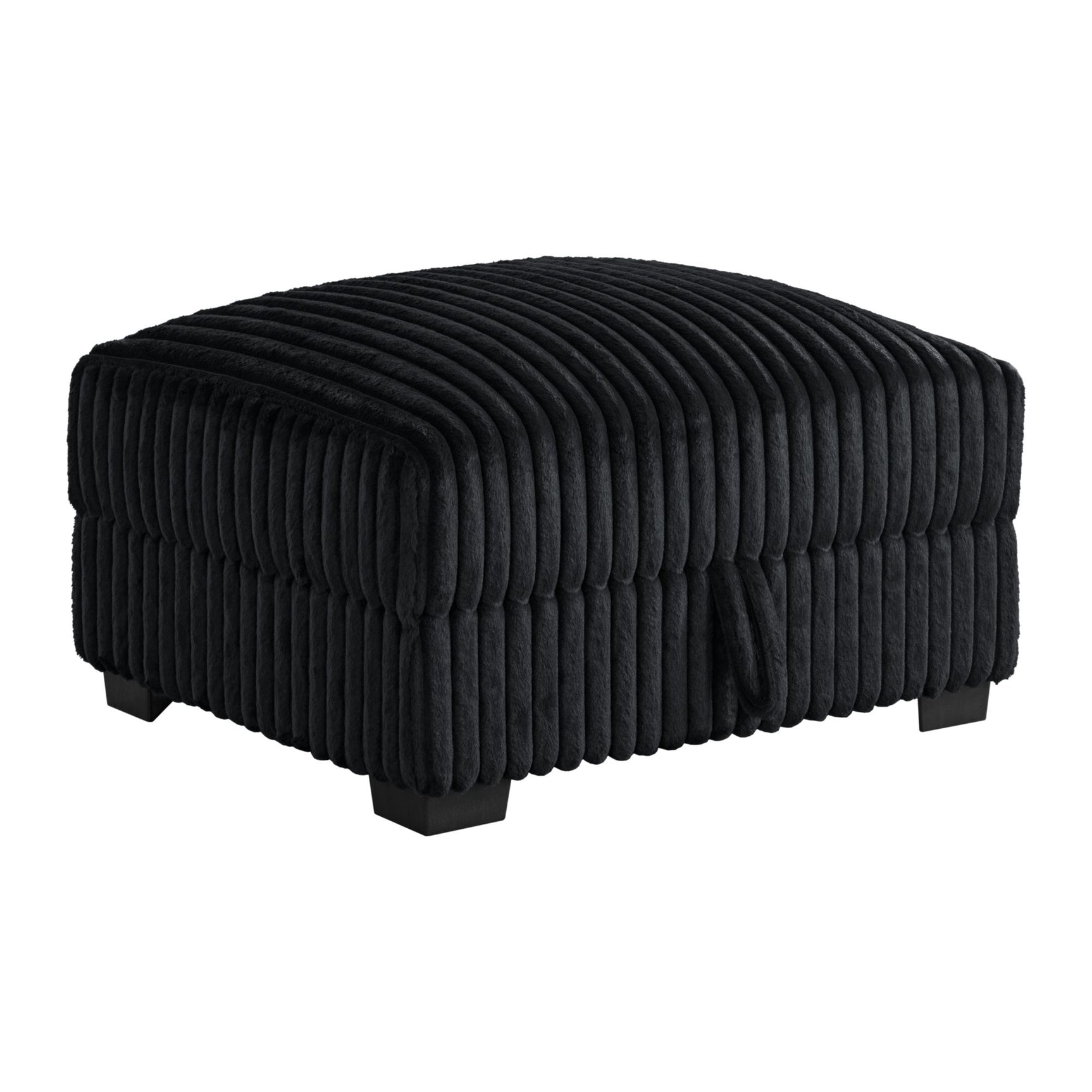 Nightfall Storage Ottoman in Grand Cord Black - Tampa Furniture Outlet