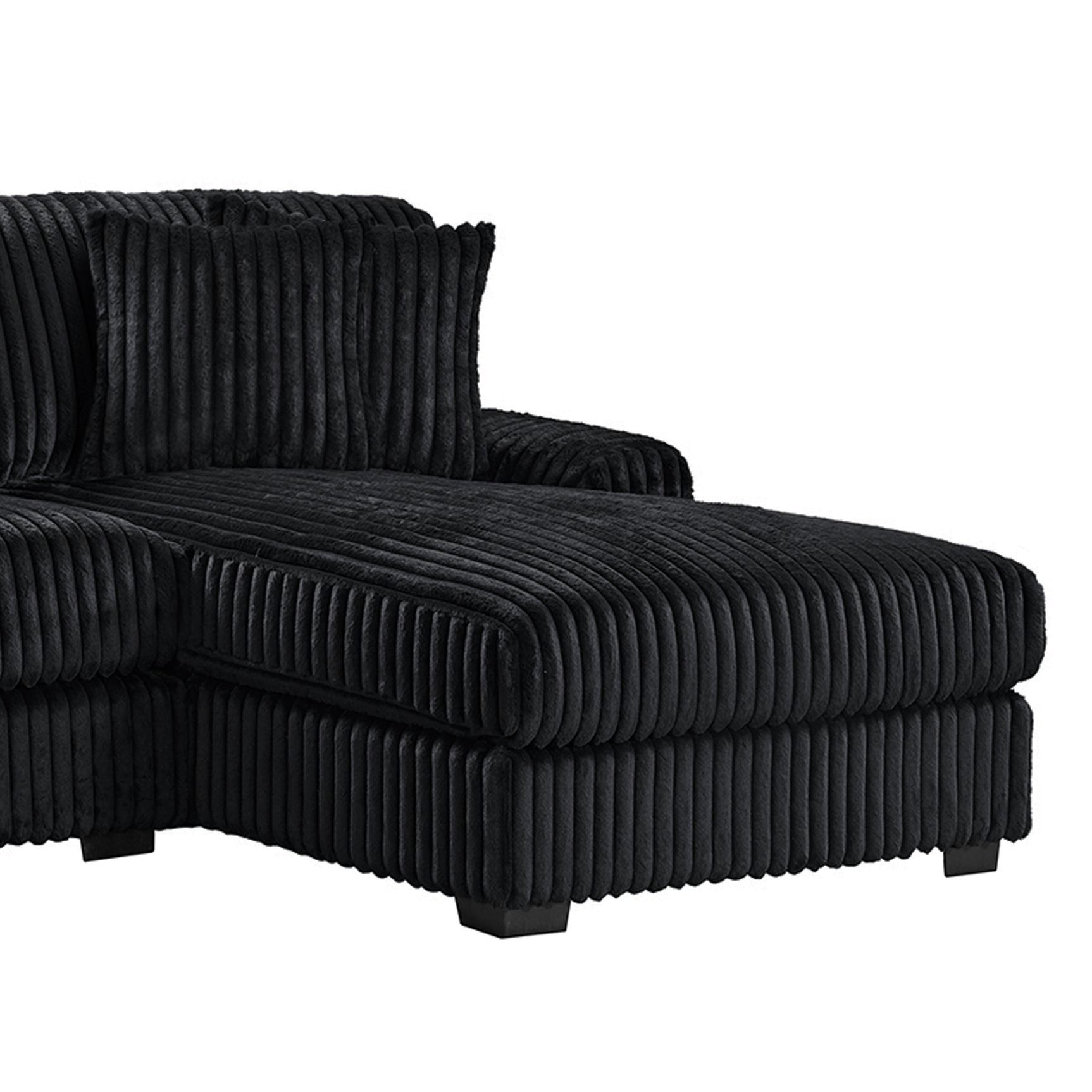 Nightfall RHF Chaise in Grand Cord Black with 2 self Pillows 20" - Tampa Furniture Outlet