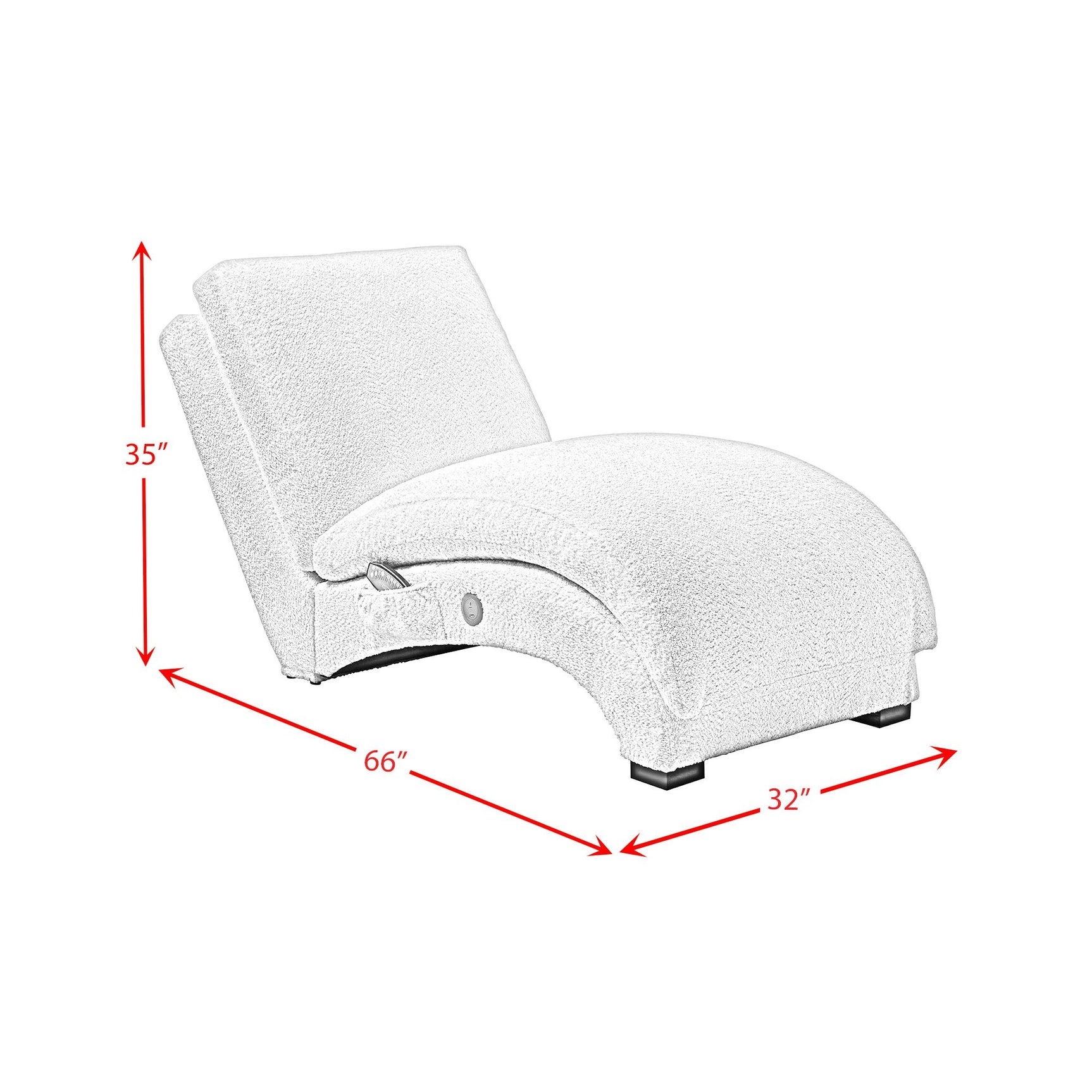 Nori Chaise with Heat Massage, USBC, LED in Glam Fog - Tampa Furniture Outlet